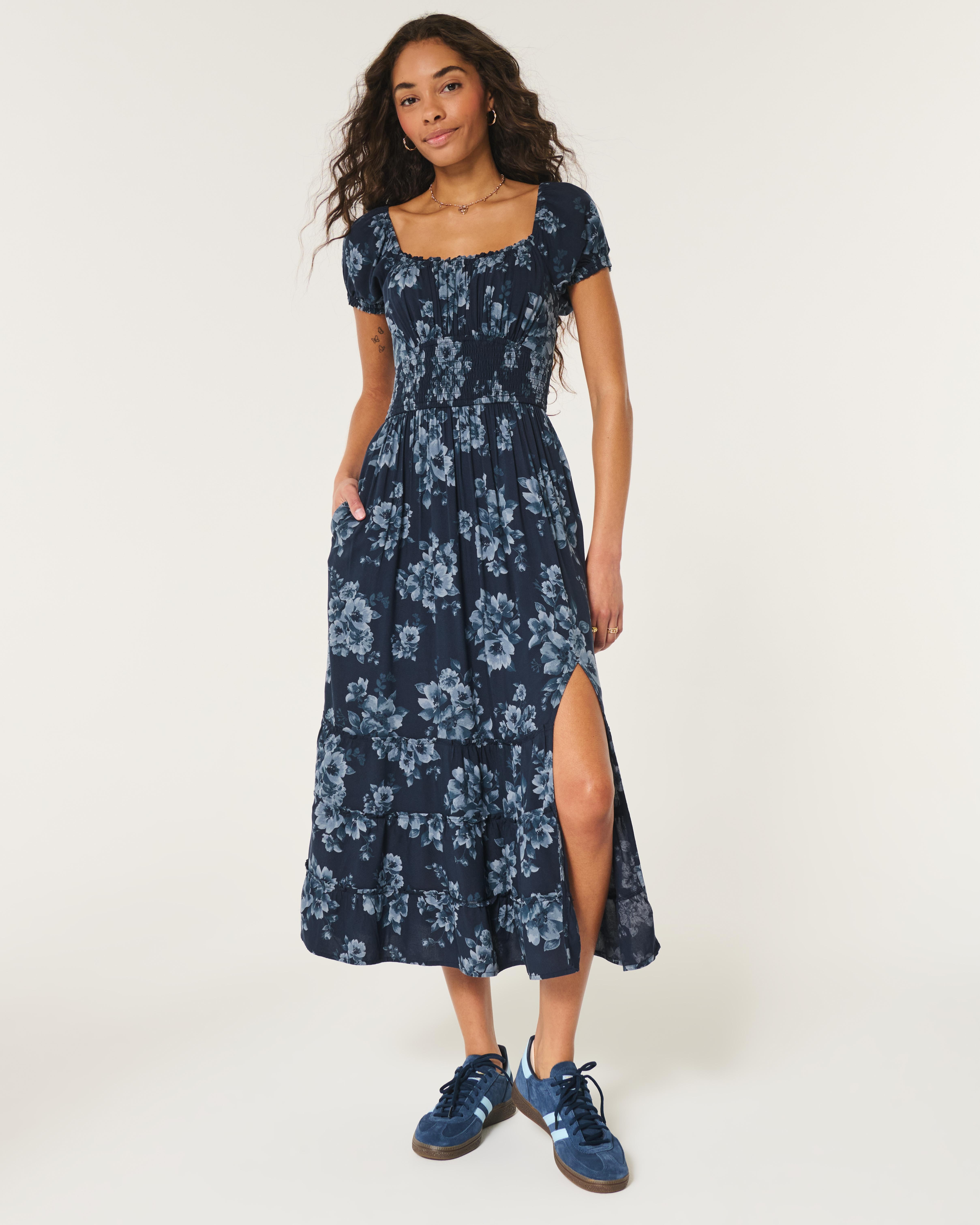 Hollister Hollister Saidie Short-sleeve Tie-back Midi Dress in
