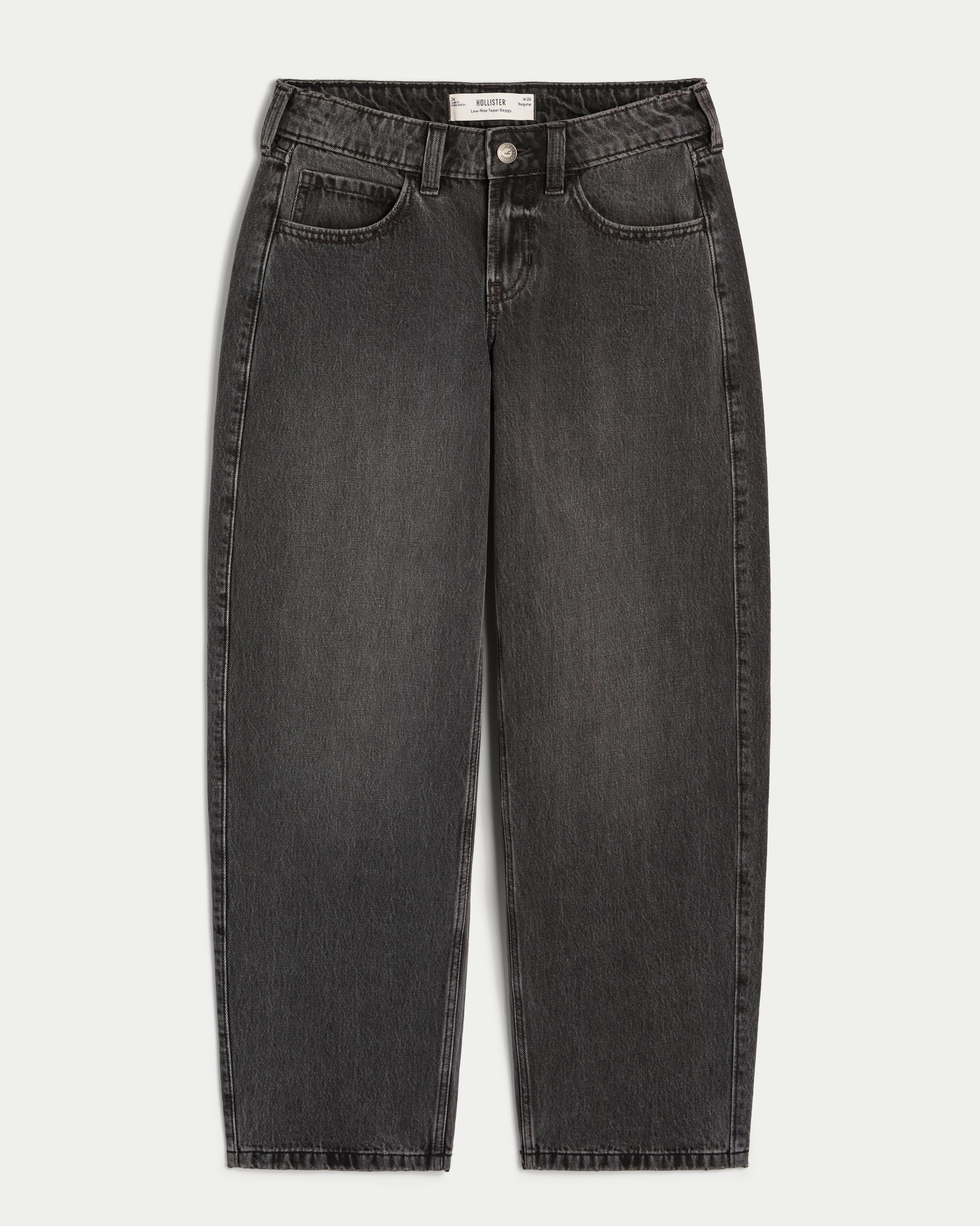 Hollister Low-rise Washed Black Tapered Baggy Jeans in Grey | Lyst UK