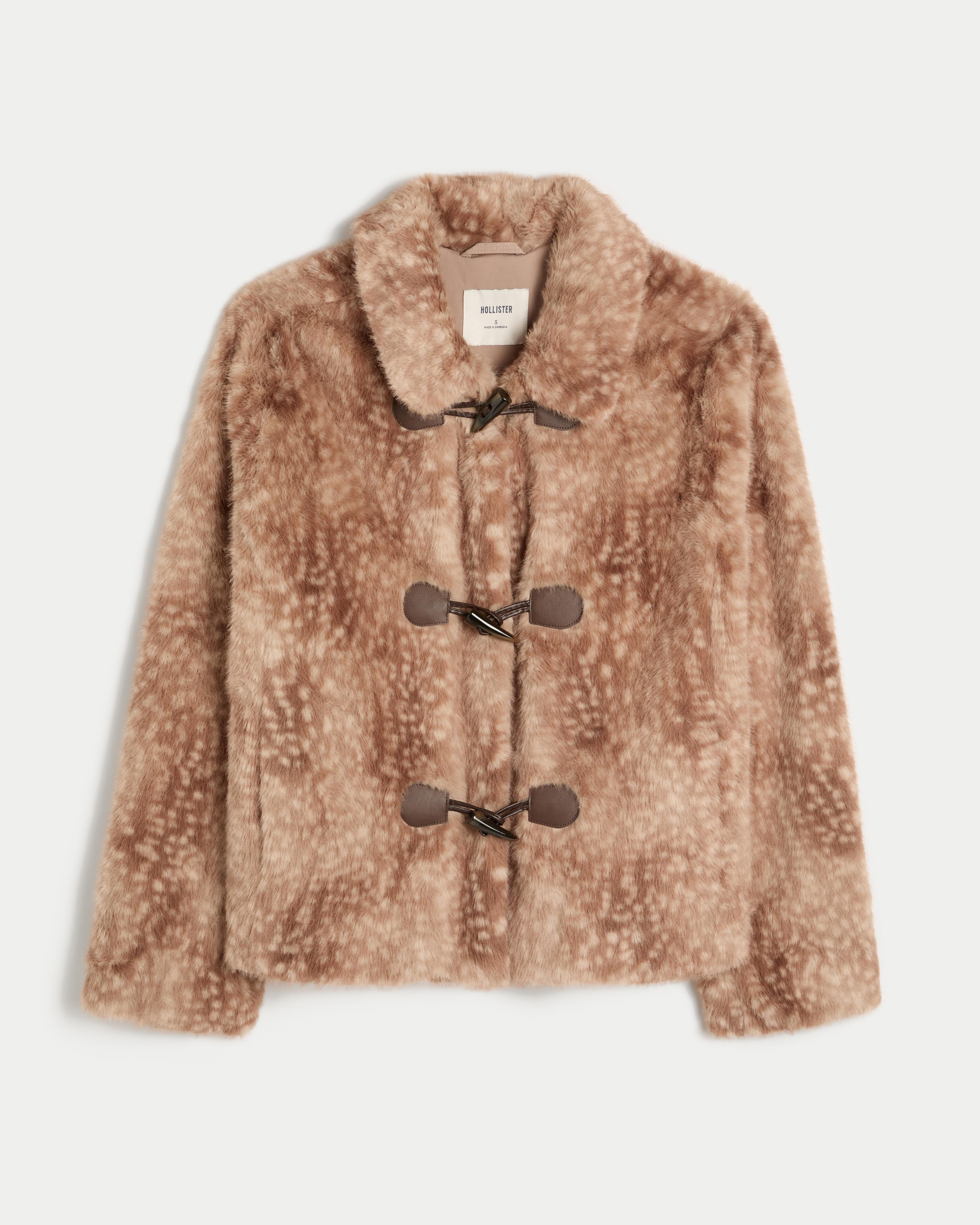 Hollister トグルファージャケット ブラウン S Hollister Cozy Toggle Jacket in Brown | Lyst UK