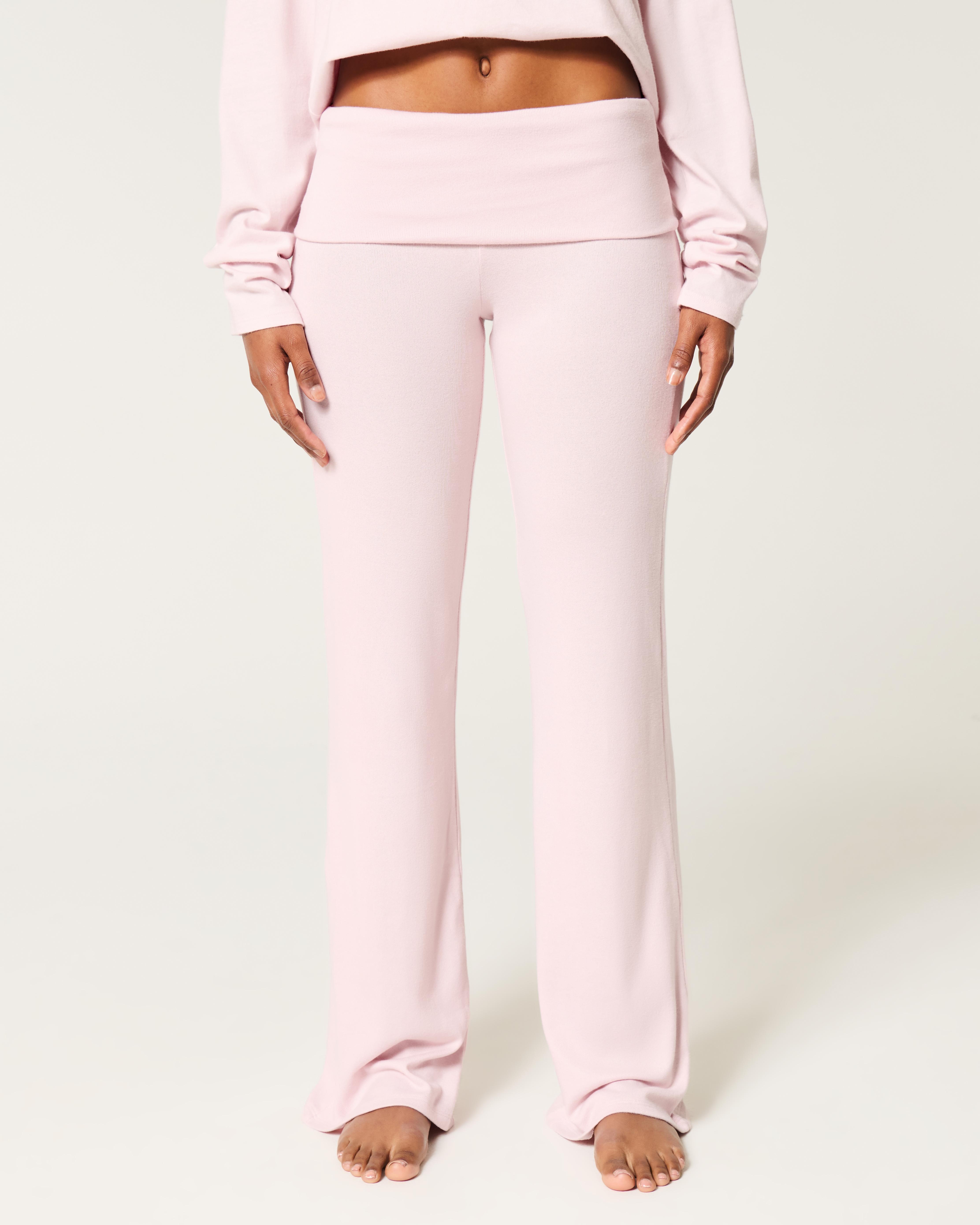 Hollister Cozy Knit Foldover Waist Sleep Pants in Pink Lyst UK
