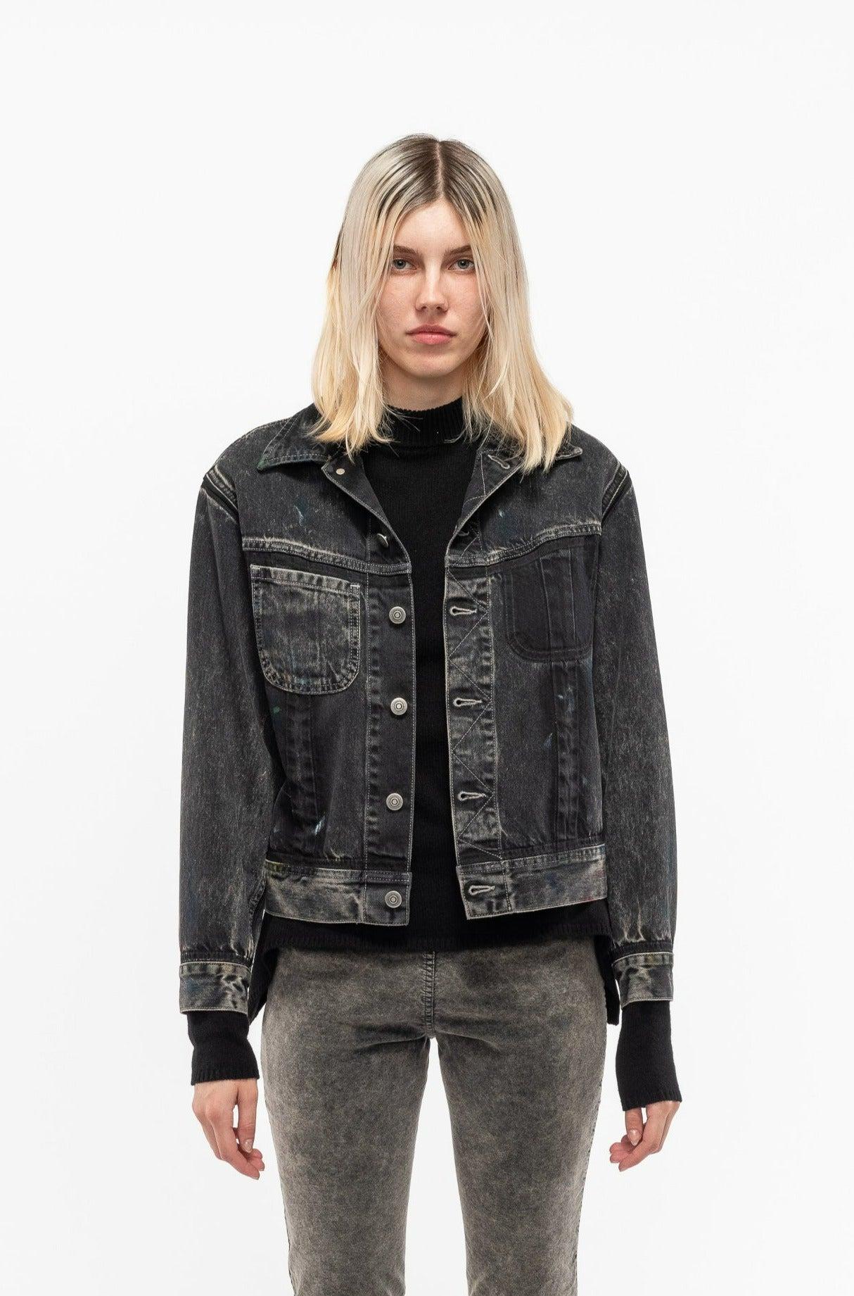 Maison Margiela Paint Denim Jacket in Black | Lyst