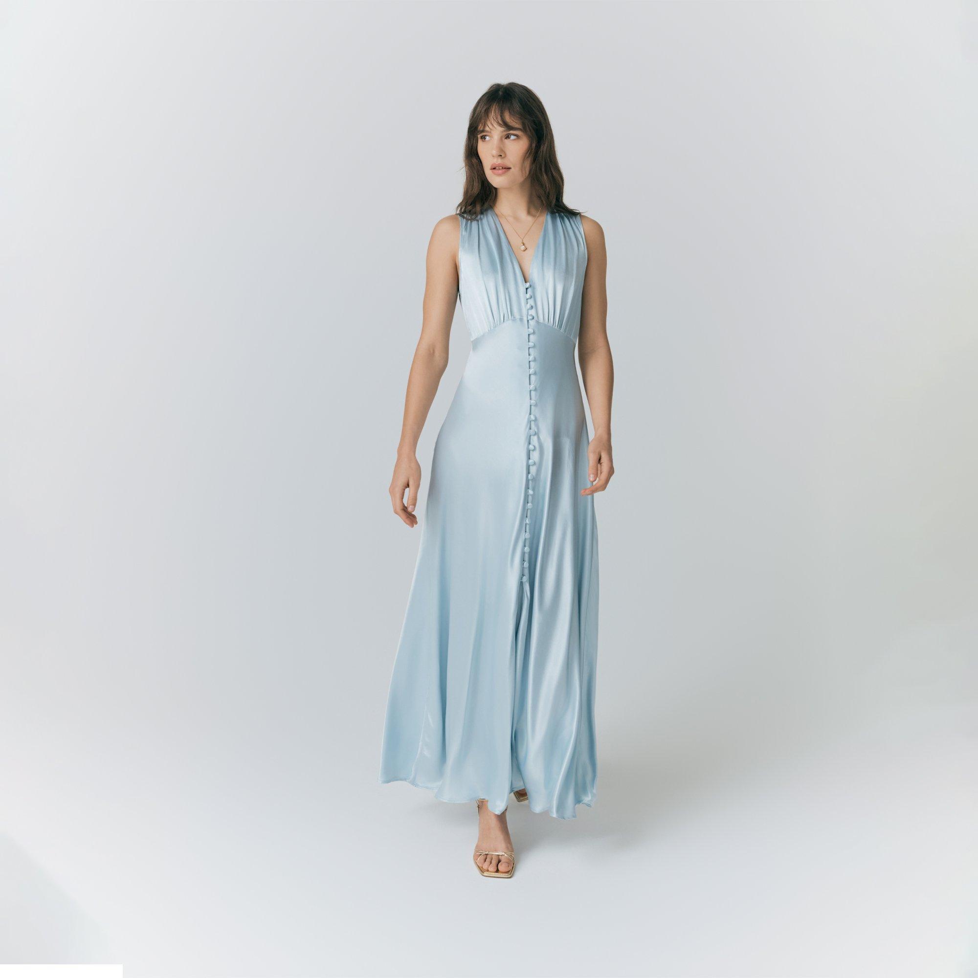 ghost river maxi dress Maxi Dress White Deep V Neck Dress River Ivory V-Neck Satin Maxi Dress Ghost London