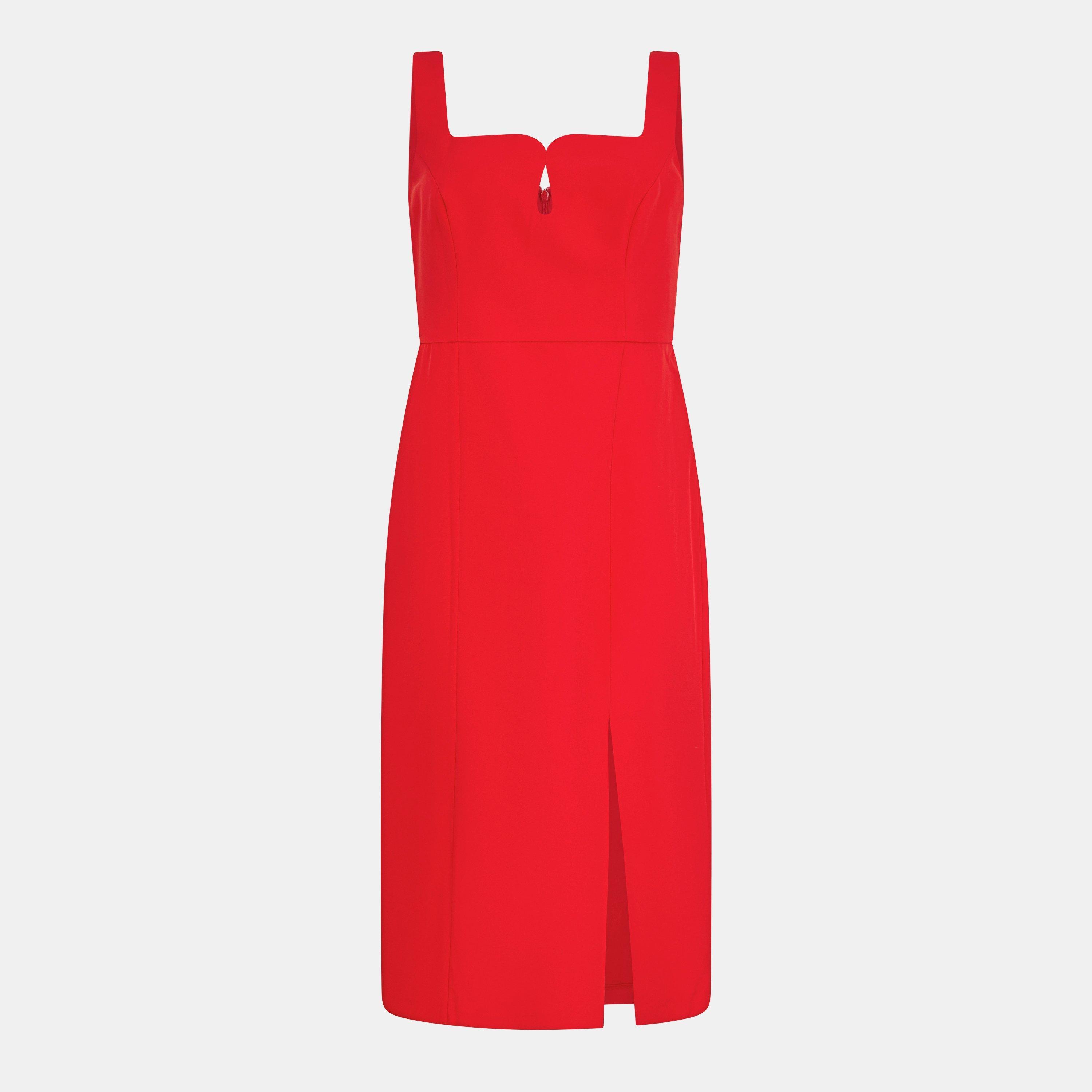 french connection dresses red Loft French Connection Ennis Satin Sleeveless Bow Midi Dress Size 12 Cabernet Women's