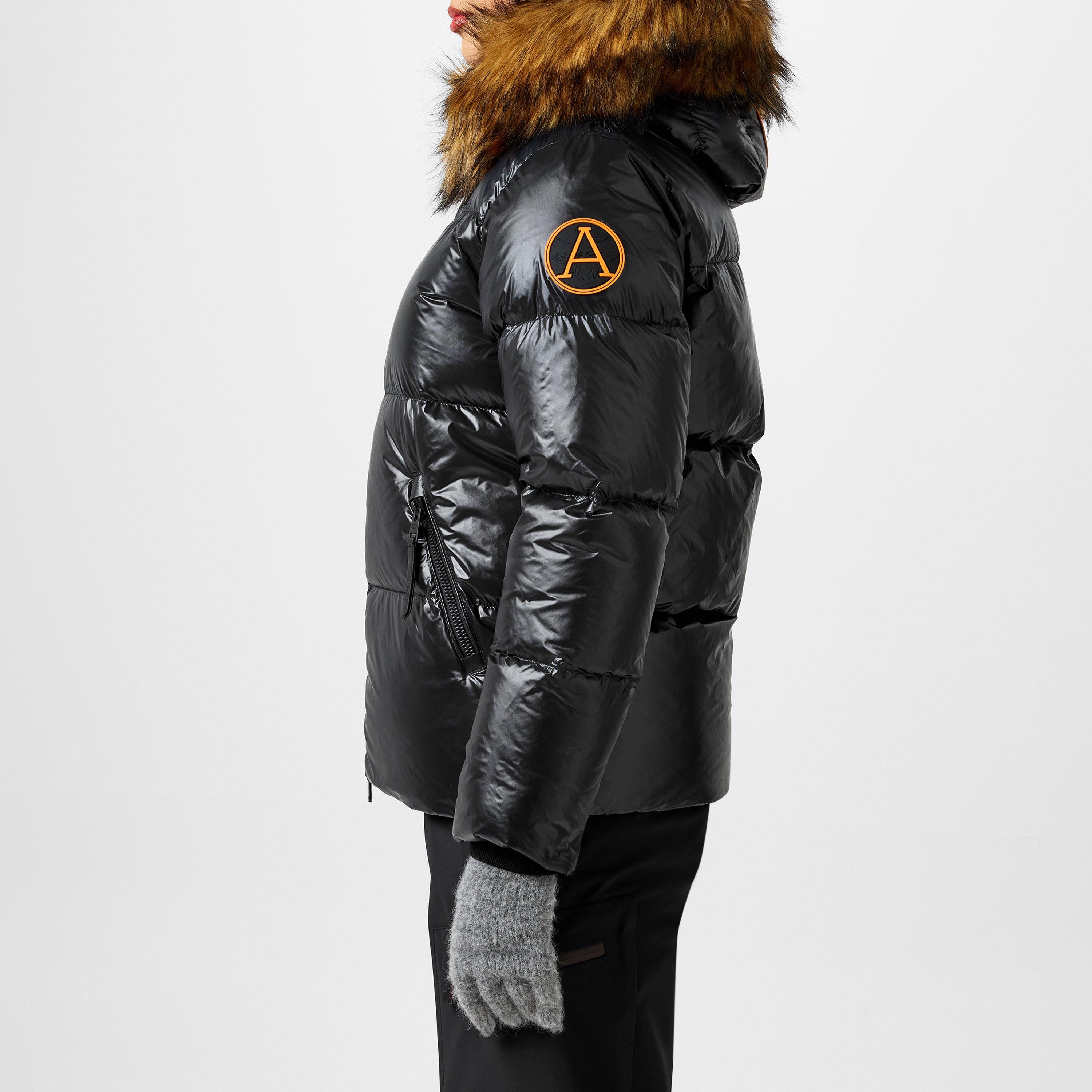 ARCTIC ARMY Faux Fur Detachable Hood Long Sleeve Short Puffer 