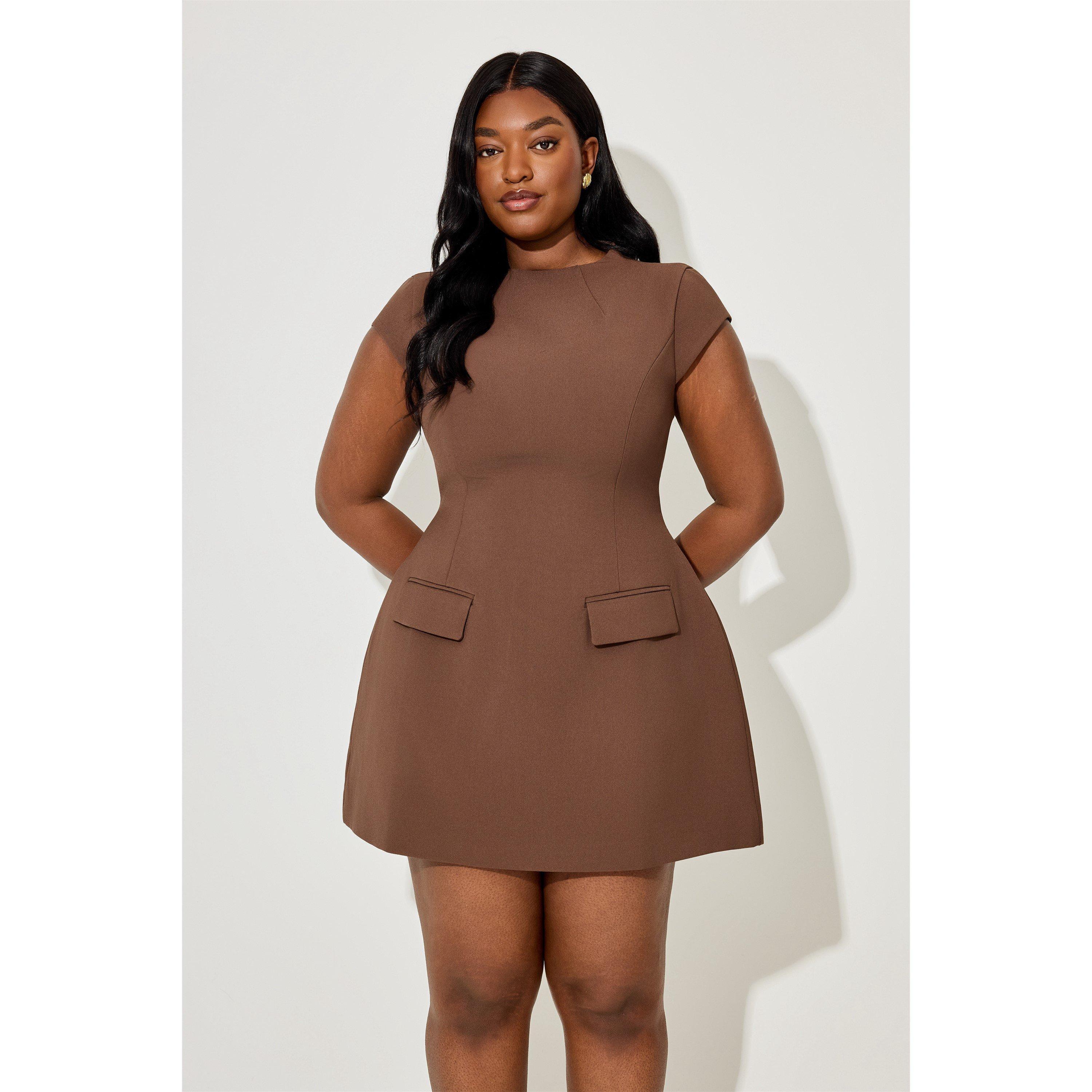 Odd Muse Cap Sleeve Mini Dress in Brown | Lyst UK