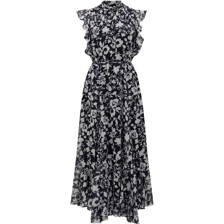 Black dress with white ruffle sleeves online