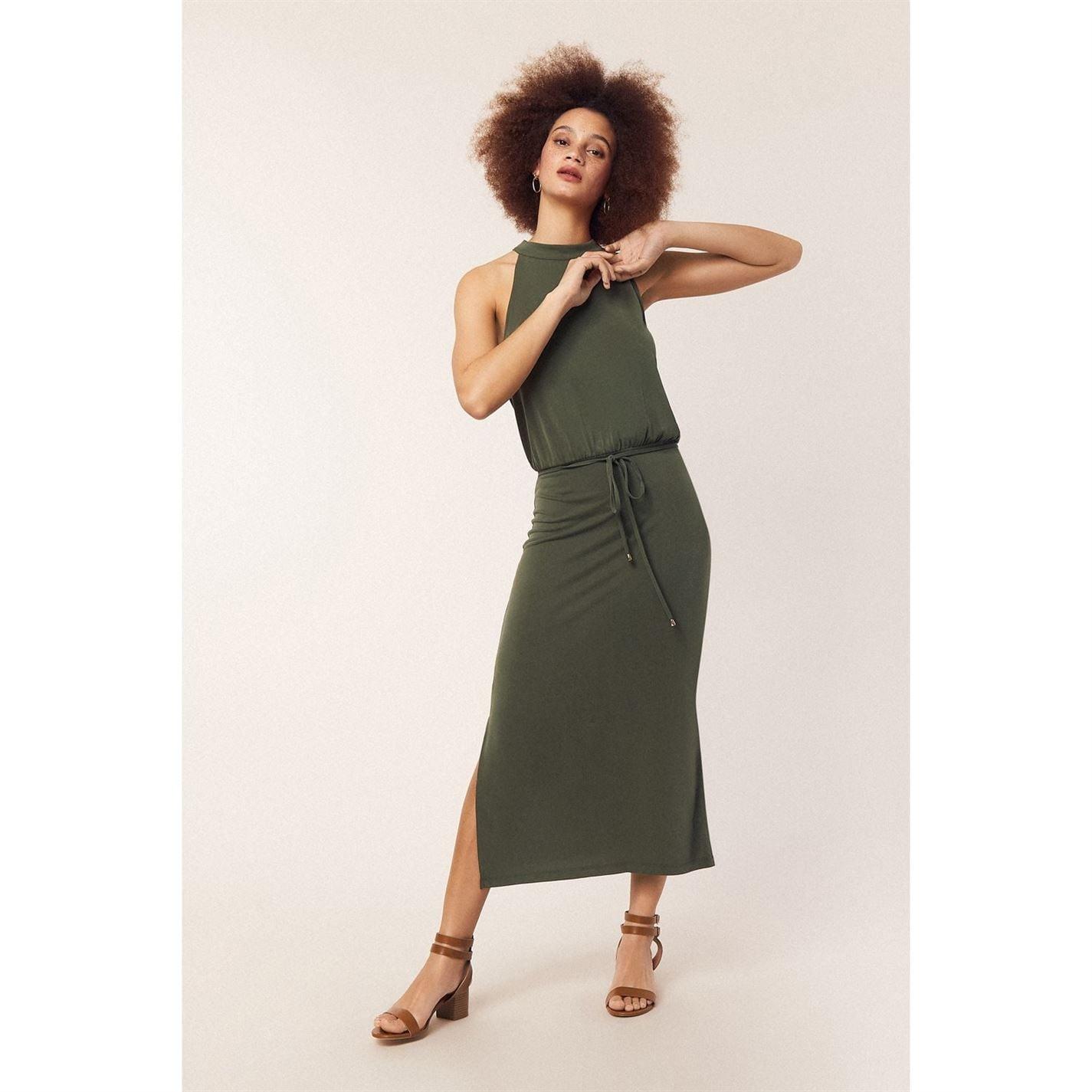 oasis halter cupro midi dress