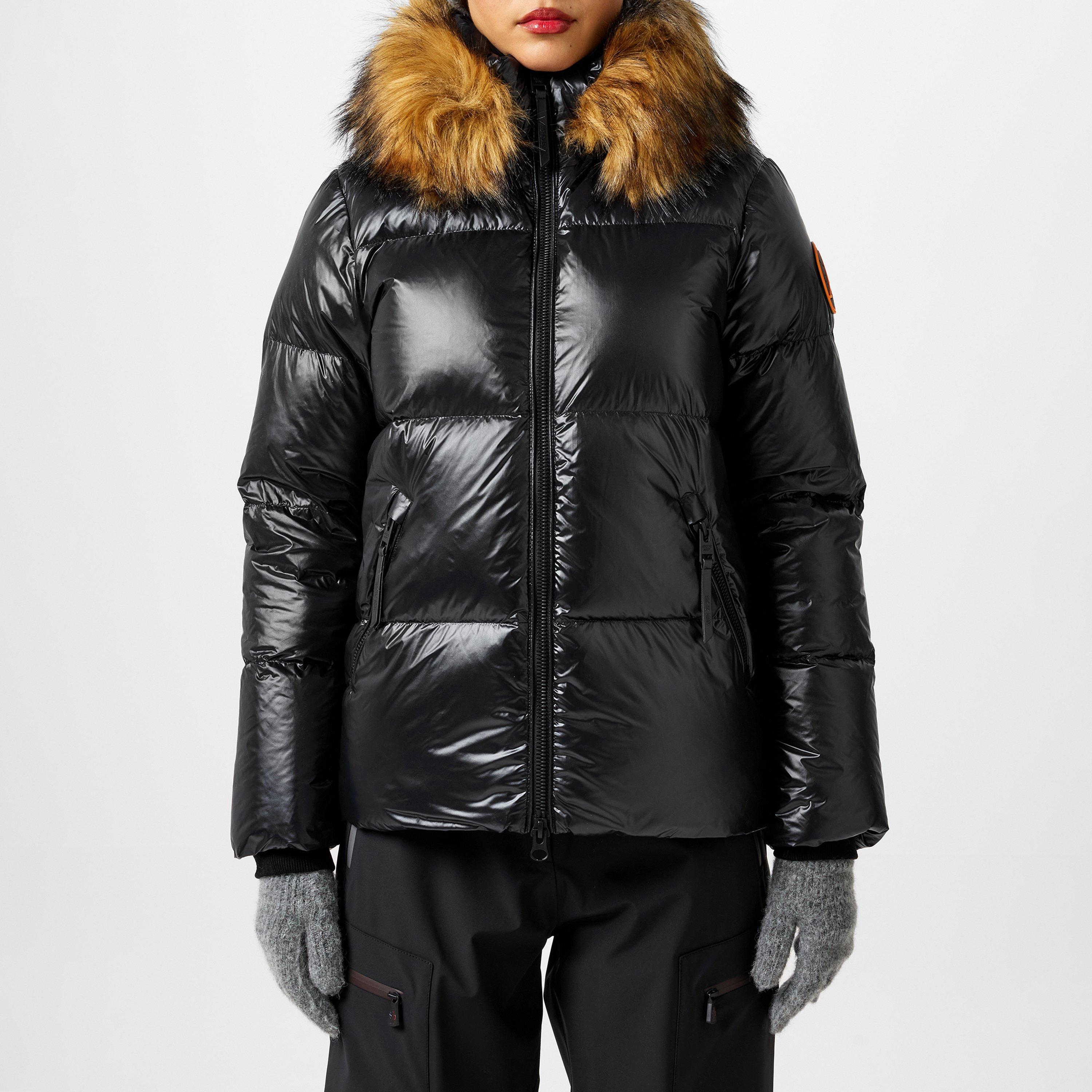 ARCTIC ARMY Faux Fur Detachable Hood Long Sleeve Short Puffer 