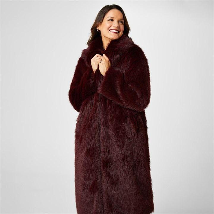 Women's long hooded faux fur best sale coat