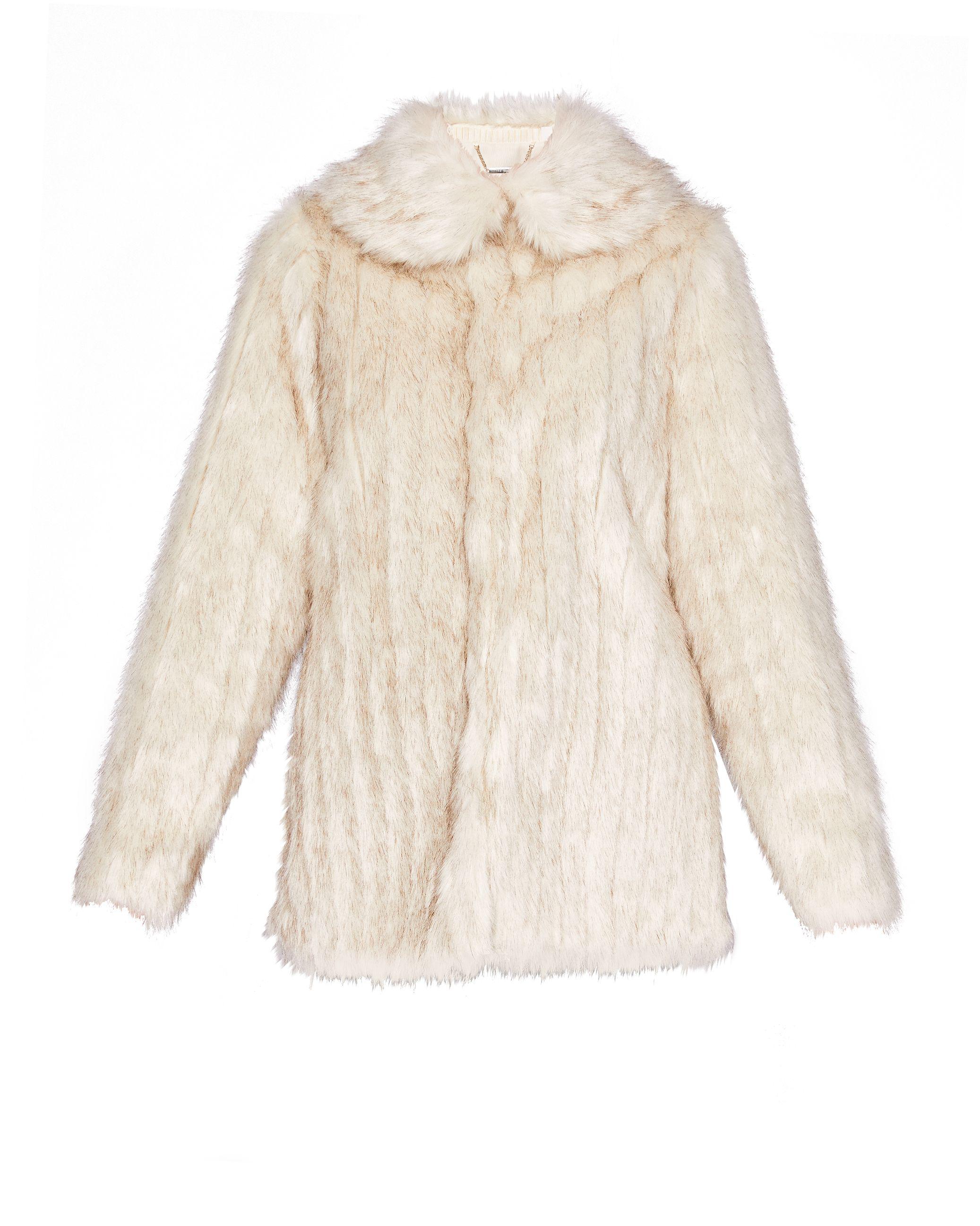 Ted Baker Faux Fur Collared Coat in Ivory (White) - Lyst