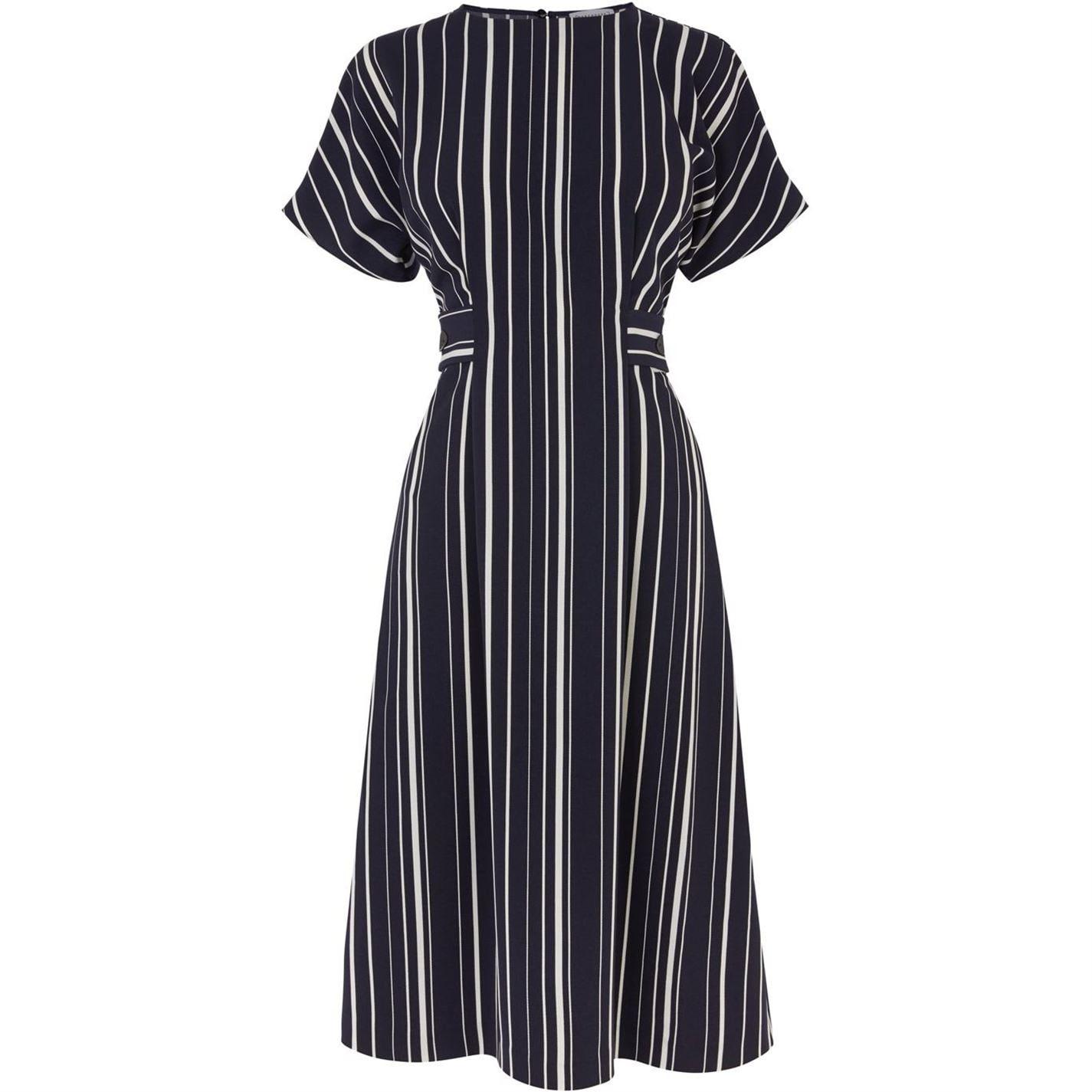 warehouse stripe button midi dress