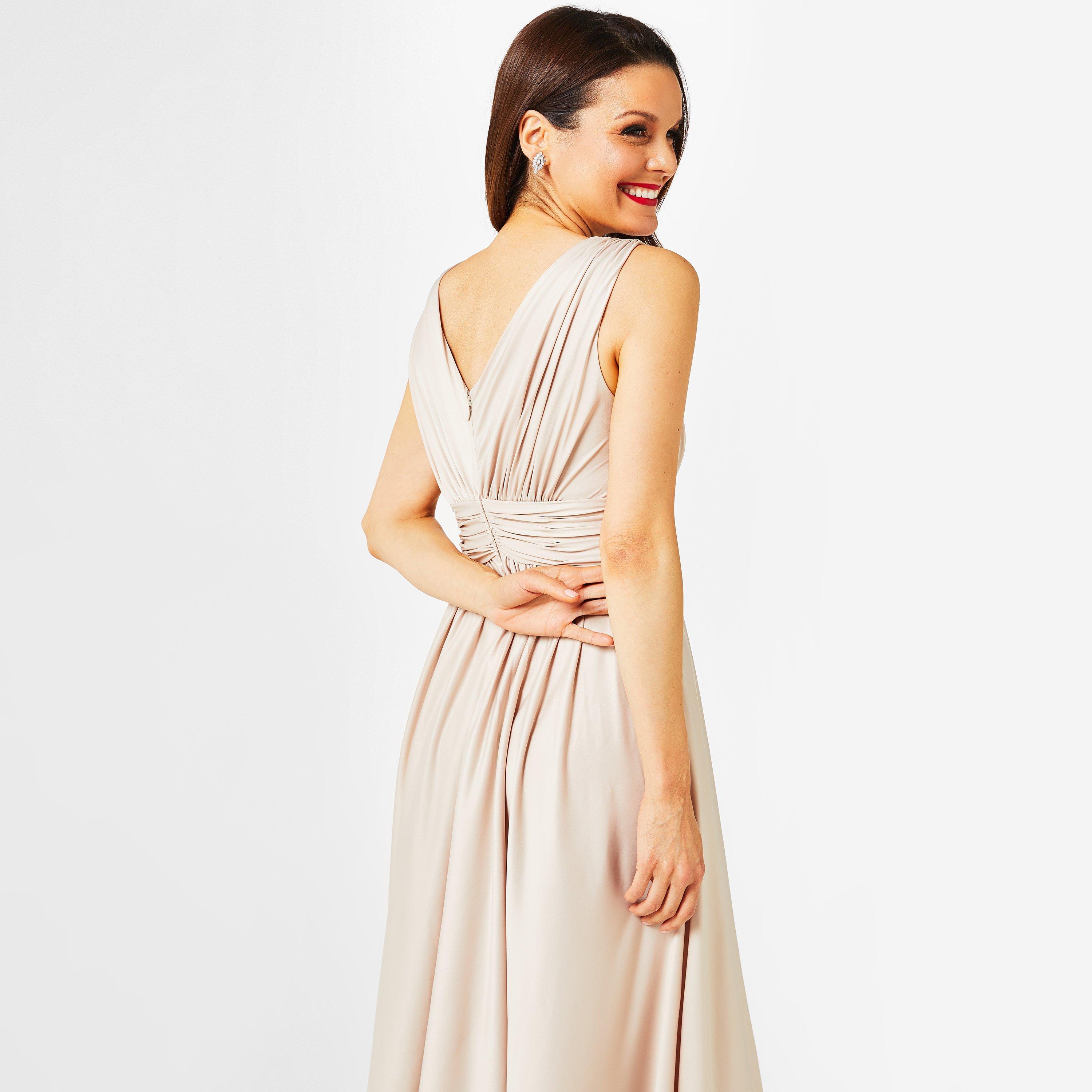 biba champagne dress Angel Biba Satin Champagne Ruffle Mini Dress Large