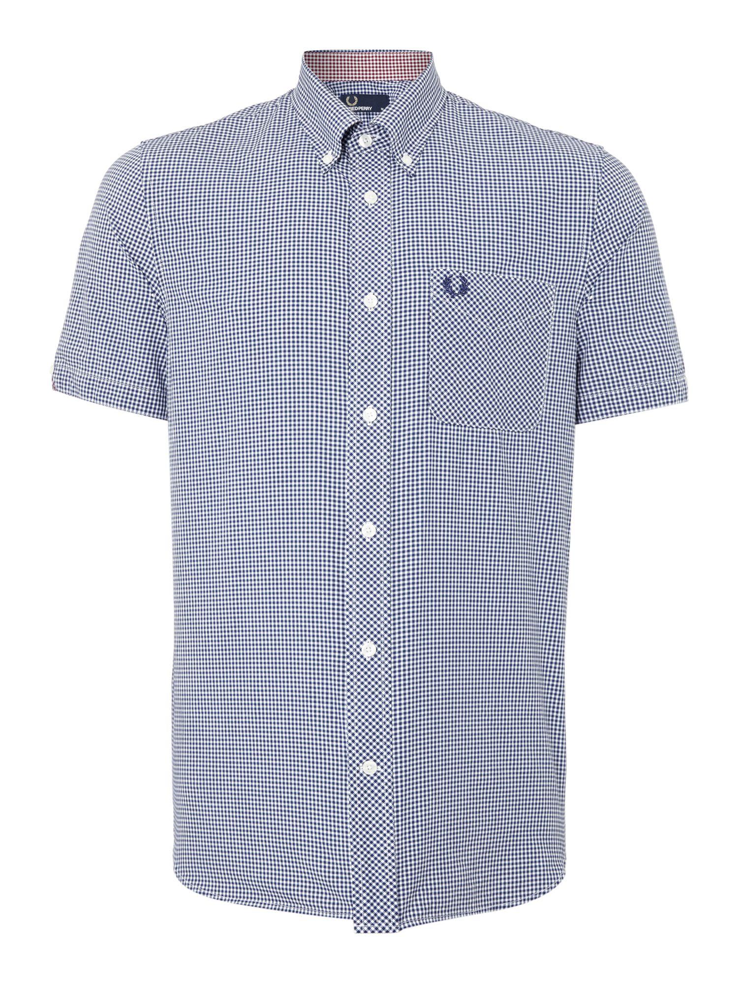 Fred perry Gingham Classic Fit Short Sleeve Shirt in Blue for Men | Lyst