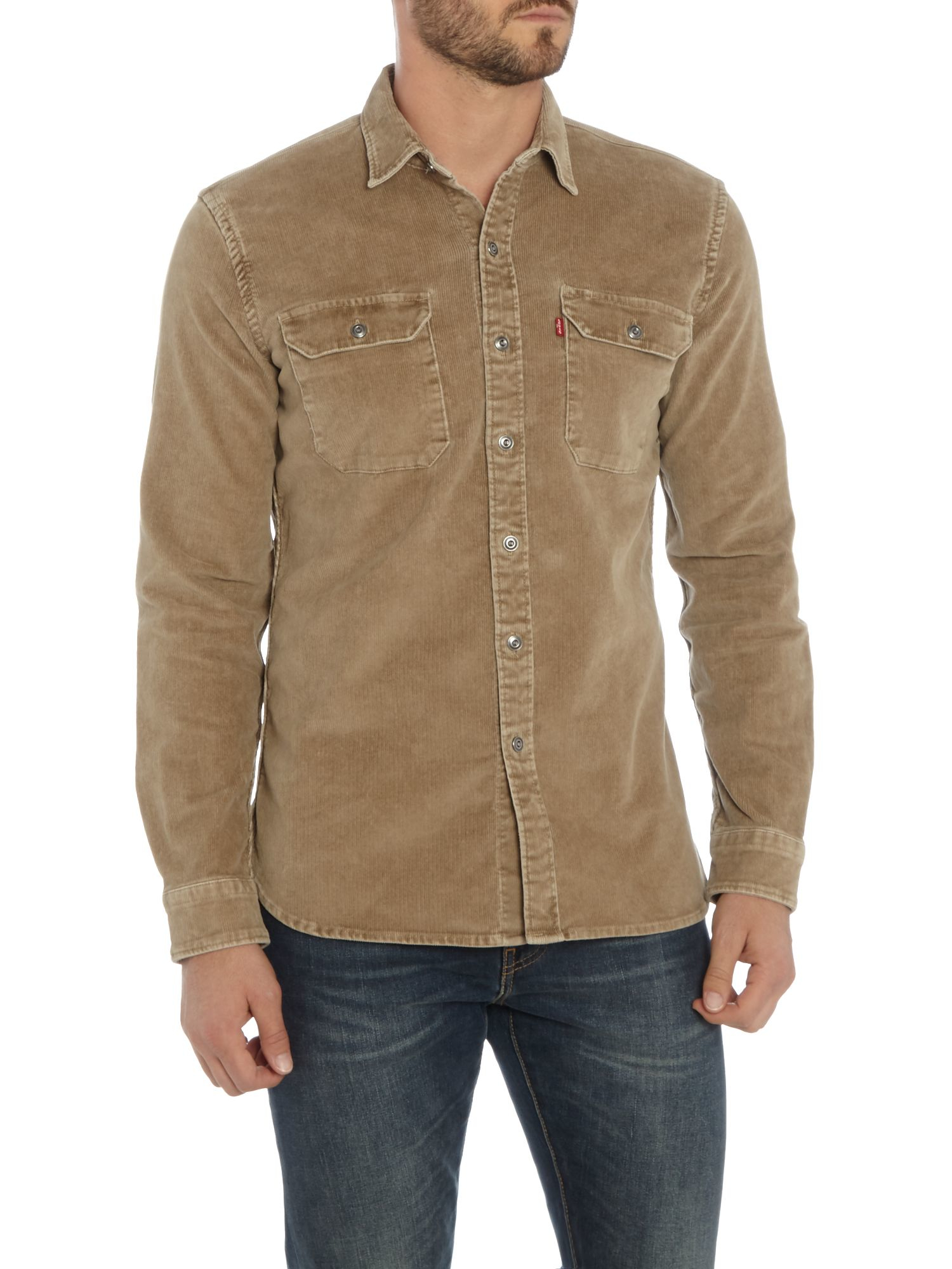 Levi's Worker Slim Fit Washed Corduroy Shirt in Beige (Natural) for Men