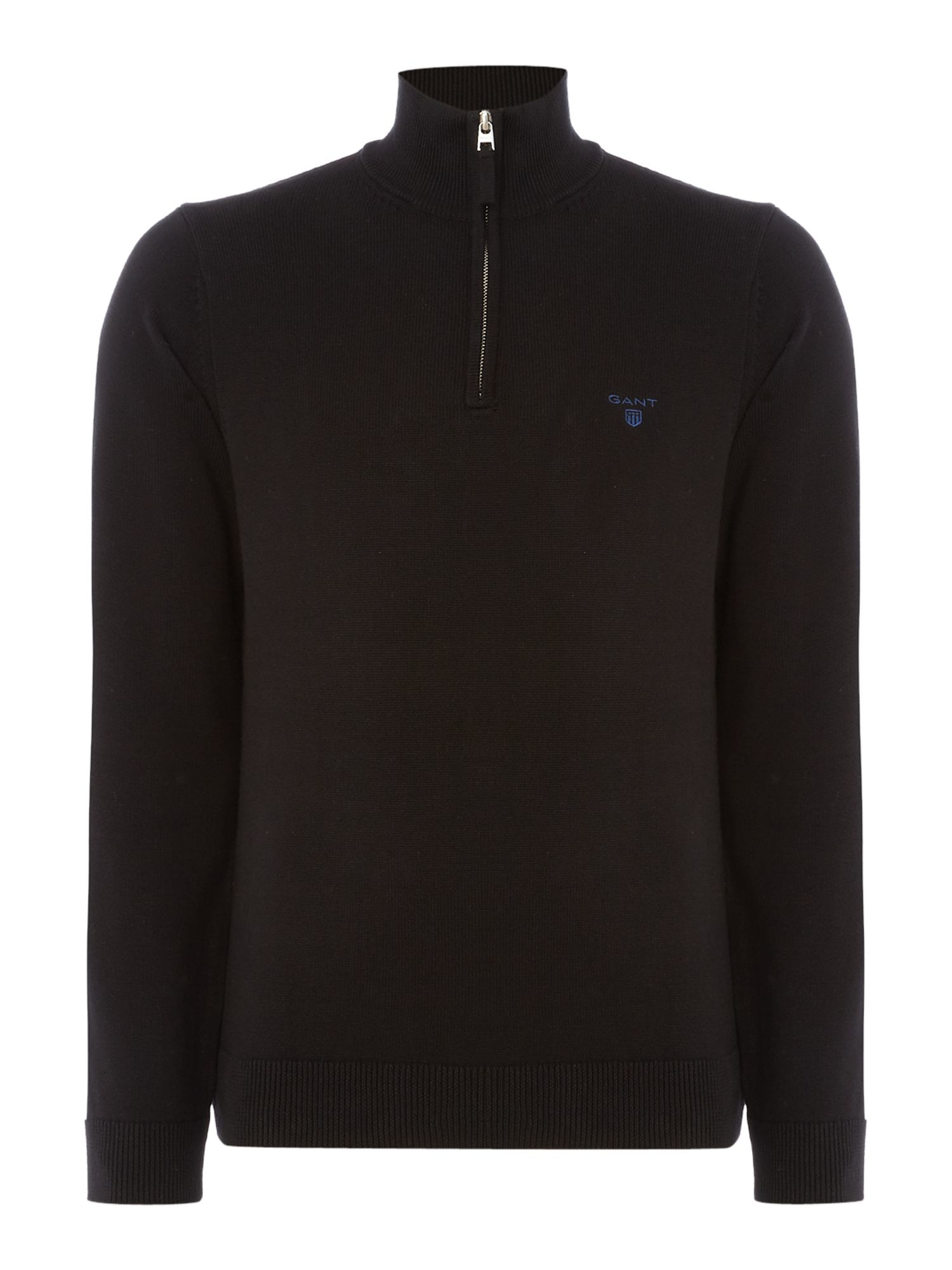 GANT Cotton Halfzip Knitted Jumper in Black for Men Lyst