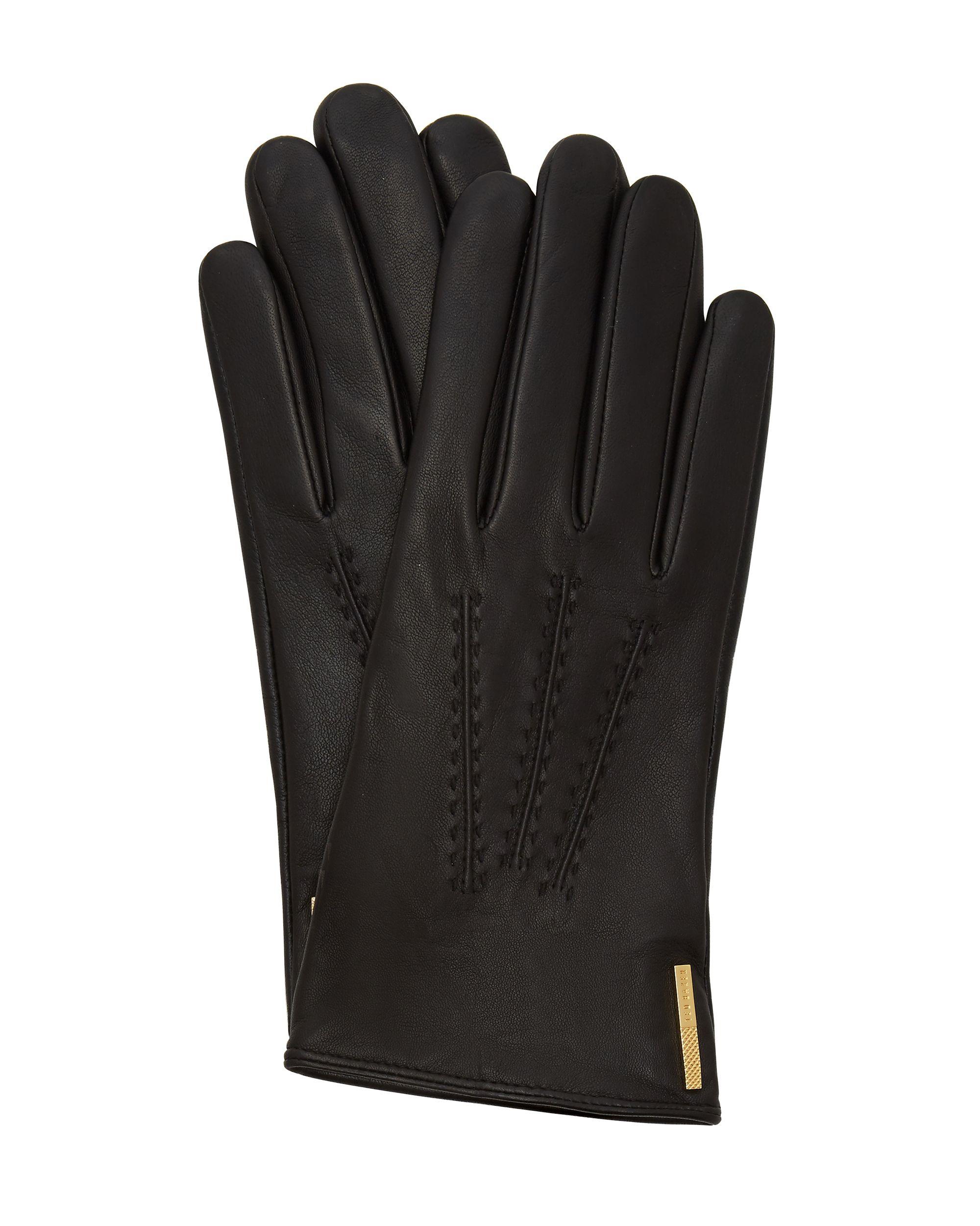 Ted baker Hollis Metallic Bar Leather Gloves in Black for Men | Lyst