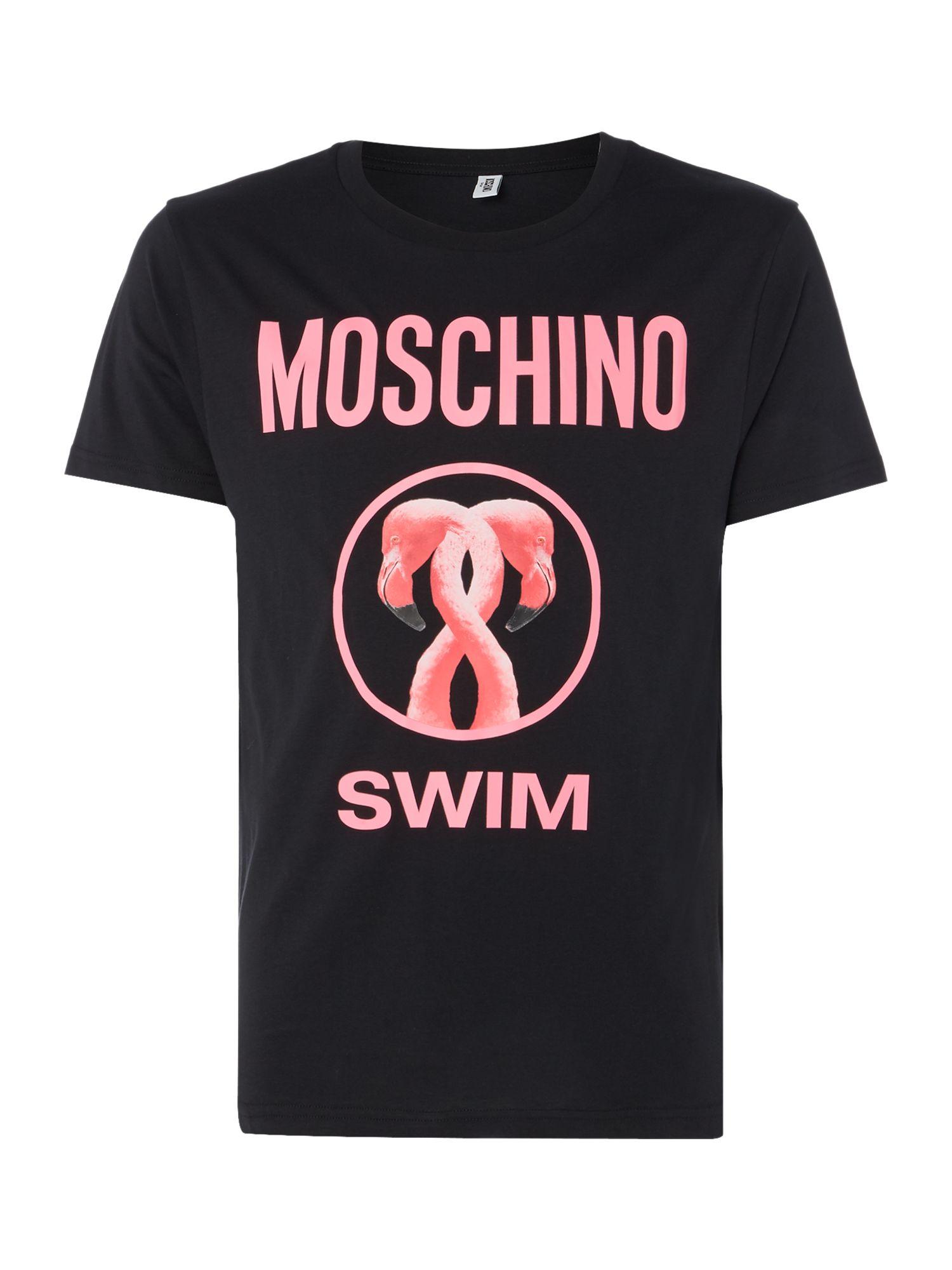 Moschino Logo Print Swim T-shirt in Black for Men | Lyst