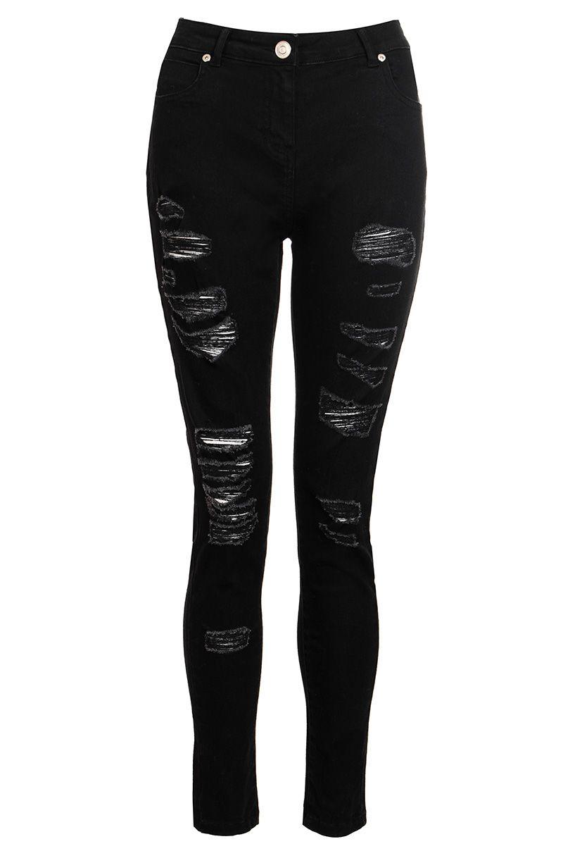 black ripped jeans with patches