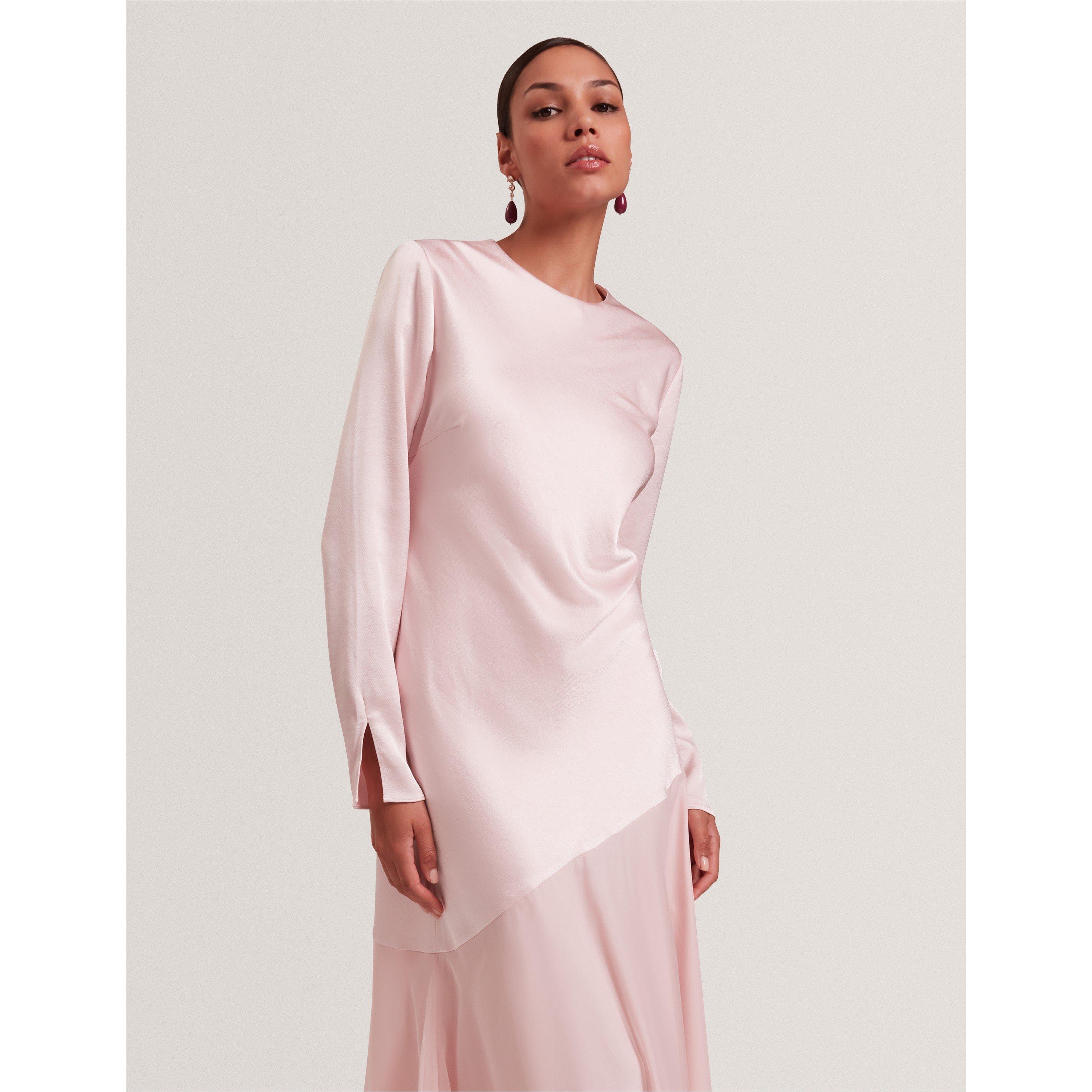 ted baker pink long sleeve dress Liyanna Long Sleeve Ruffle Maxi Dress Pink