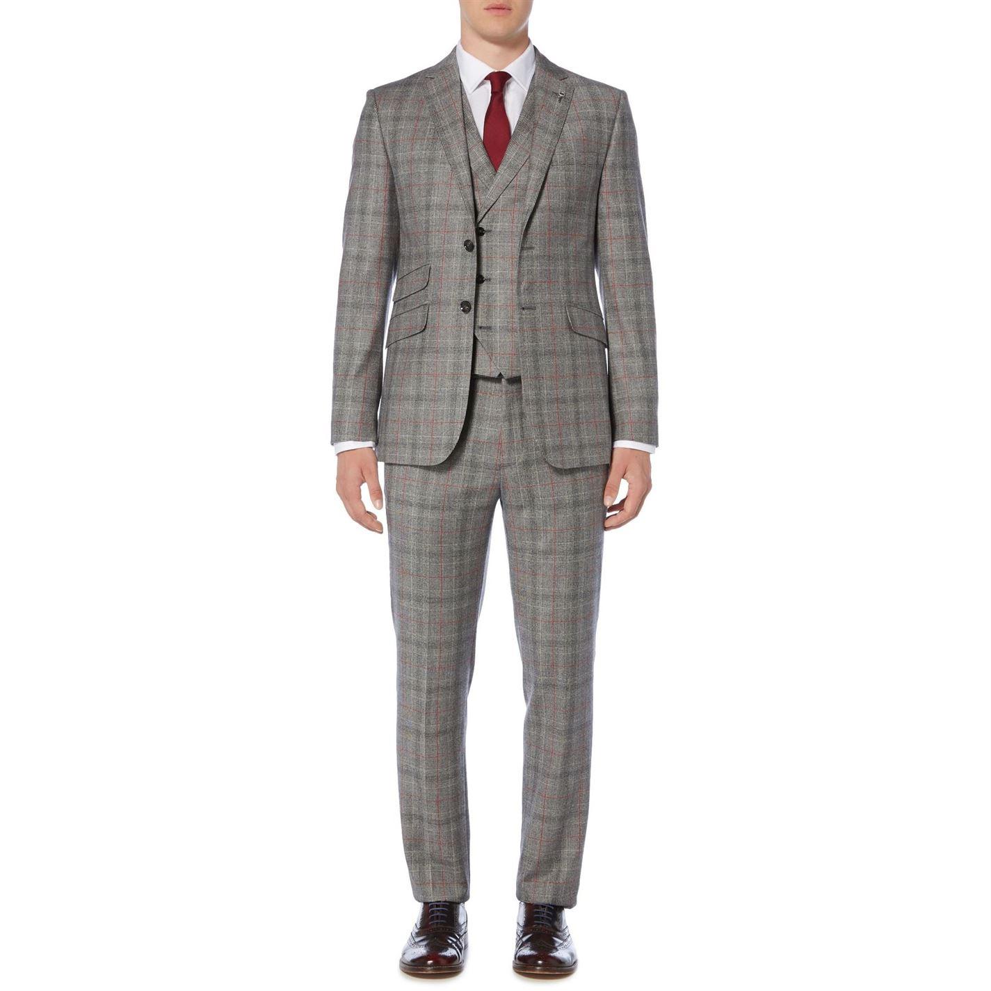 Ted Baker Wool Hemple Prince Of Wales Check Suit Jacket in Light Grey ...