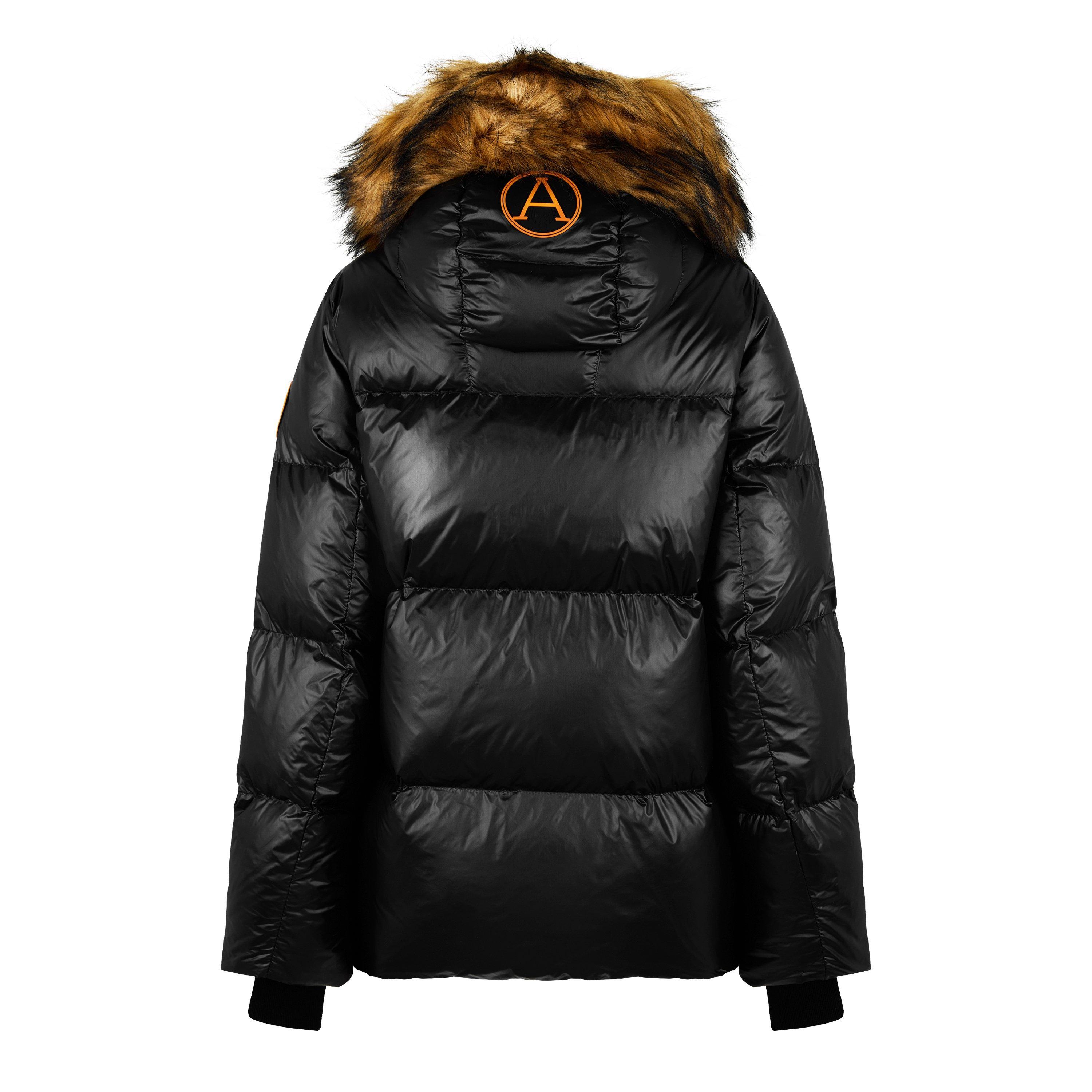 ARCTIC ARMY Faux Fur Detachable Hood Long Sleeve Short Puffer 