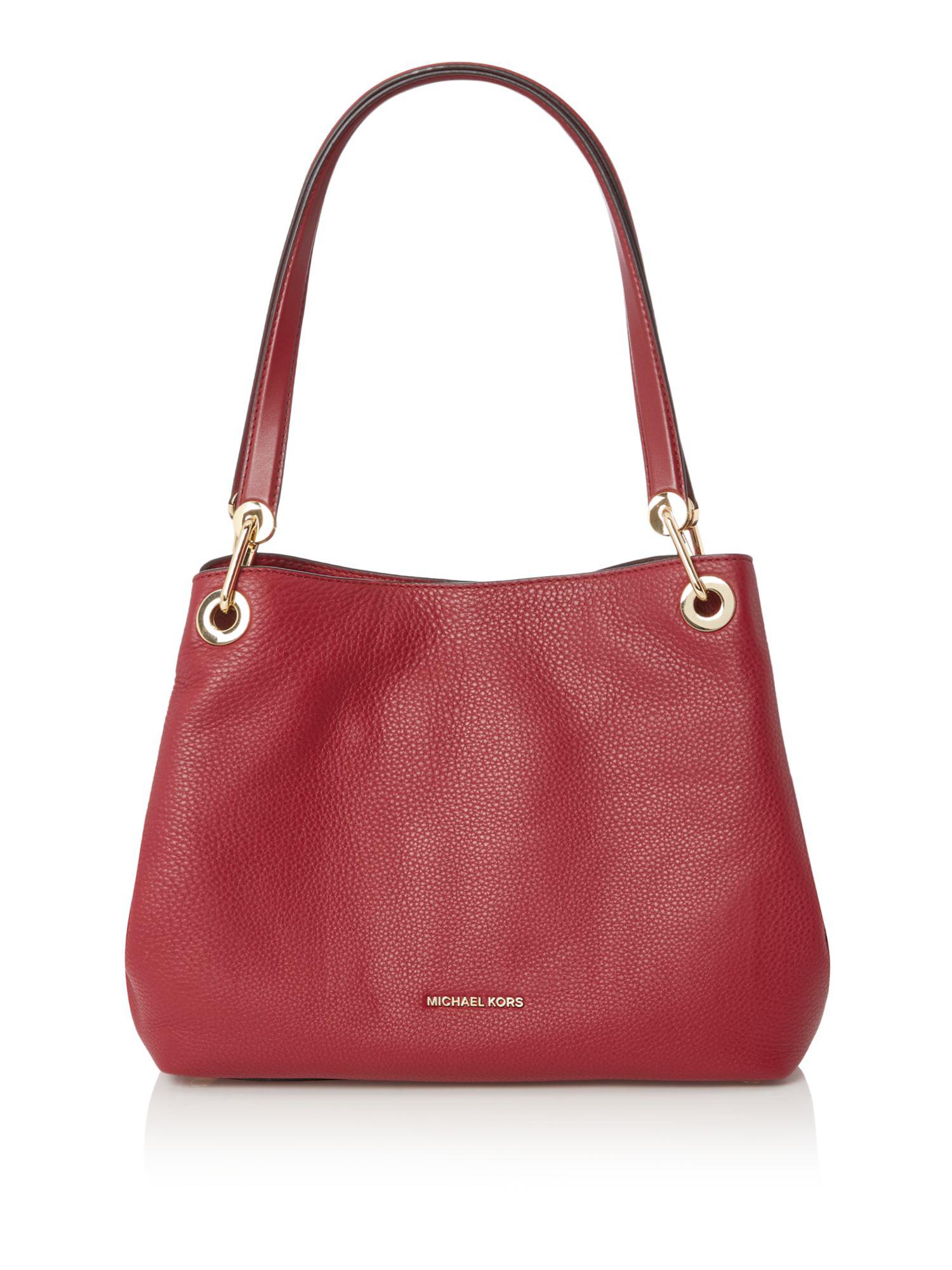 Michael Kors Leather Raven Shoulder Tote Bag in Burgundy (Red) - Lyst