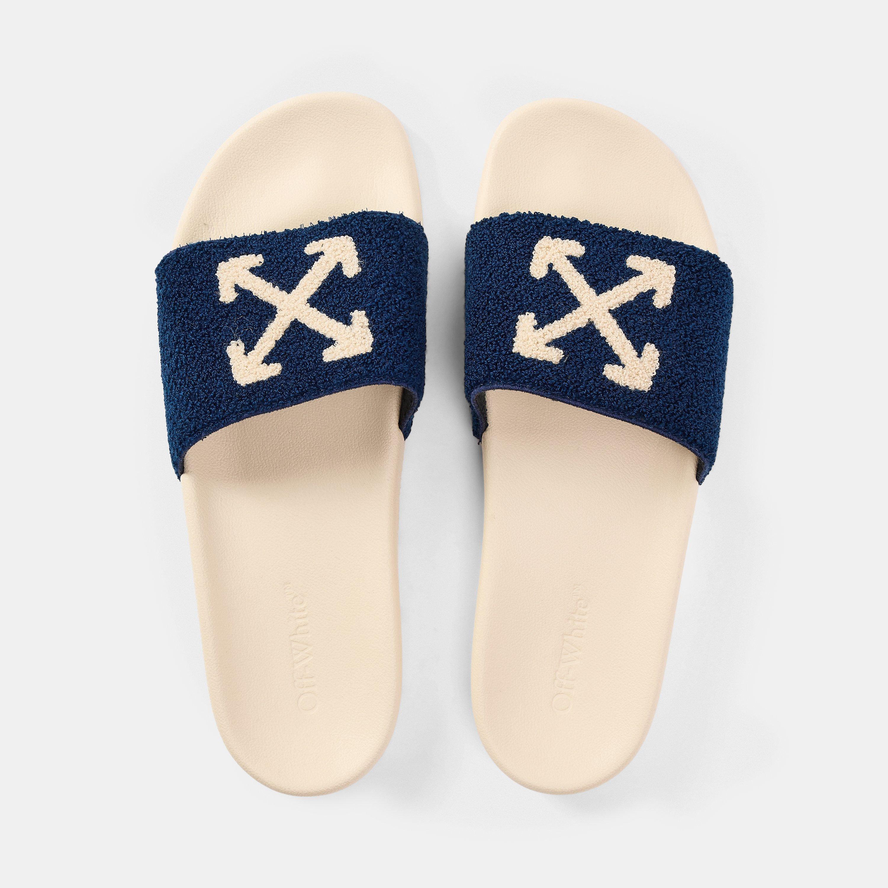 Off-White c/o Virgil Abloh Terry Slide Sandal Blue/White Size 7.5 Off-White c/o Virgil Abloh Terry Pool Sliders in Blue for  main image 3