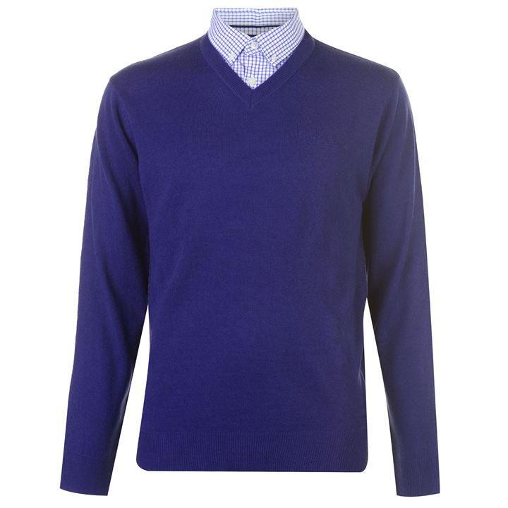 Pierre Cardin Mock V Neck Knit Jumper in Blue for Men Lyst UK