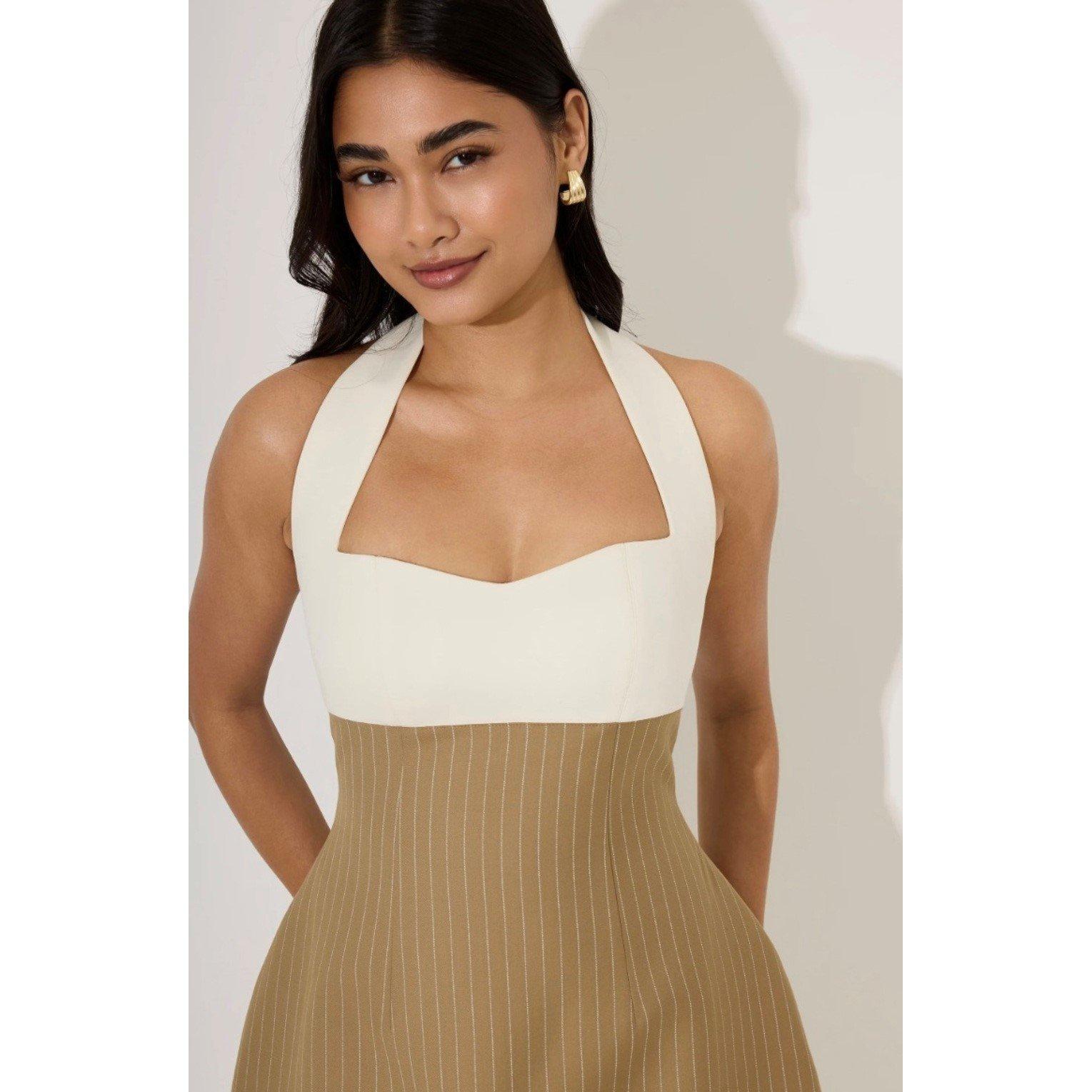 yellow halter neck dress mini Yellow Halter Neck Mini Dress