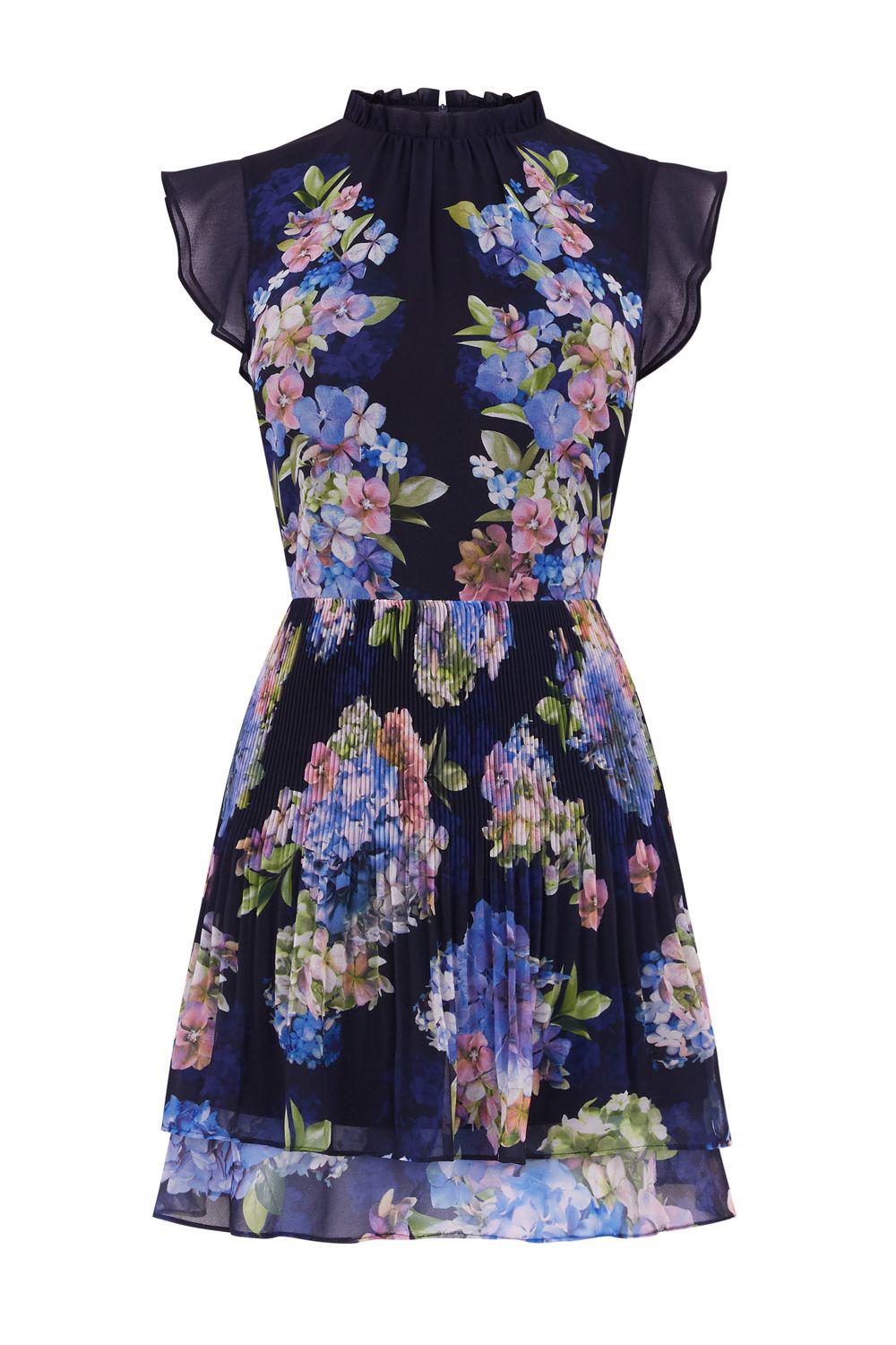 Oasis hydrangea pleated dress hot sale