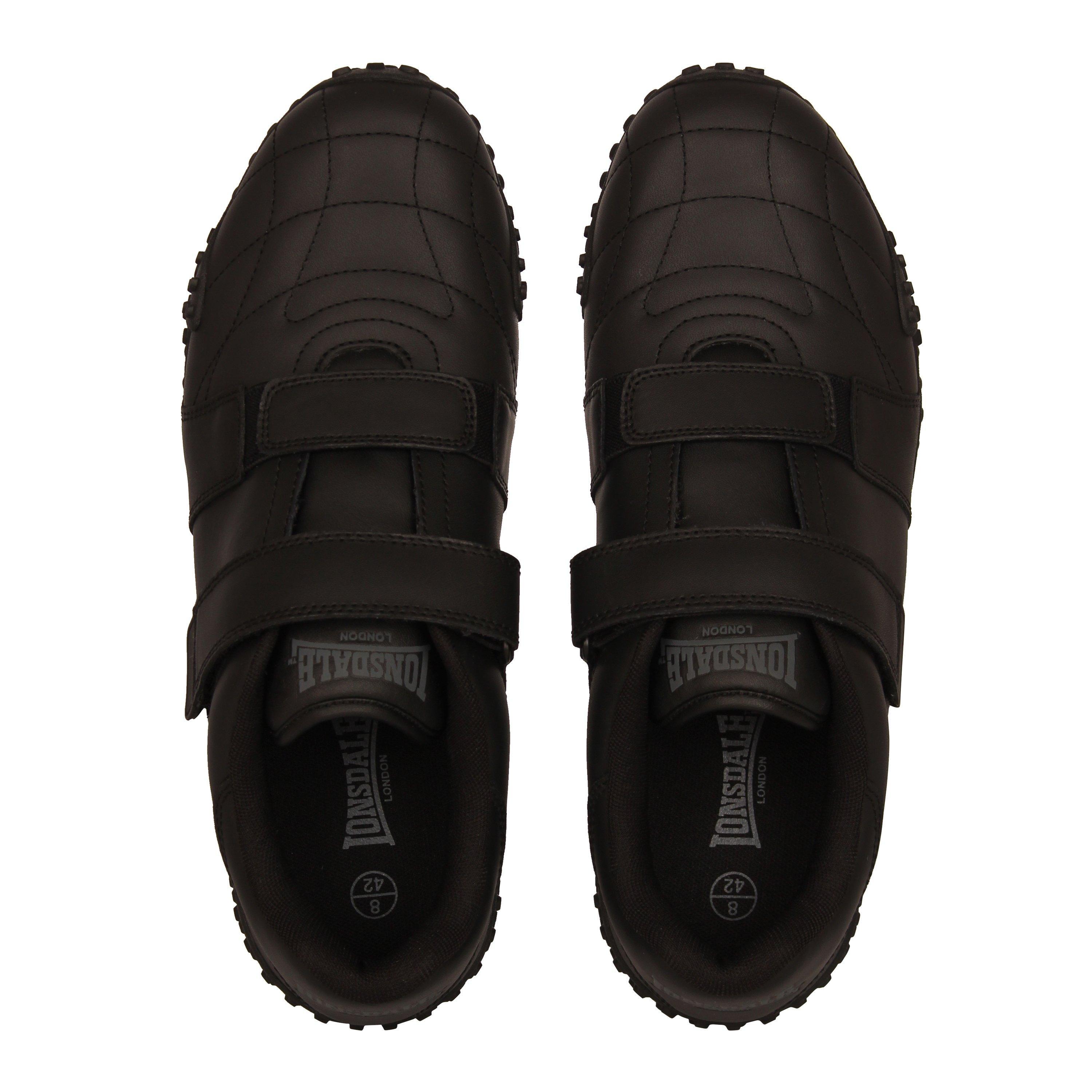 lonsdale black leather trainers