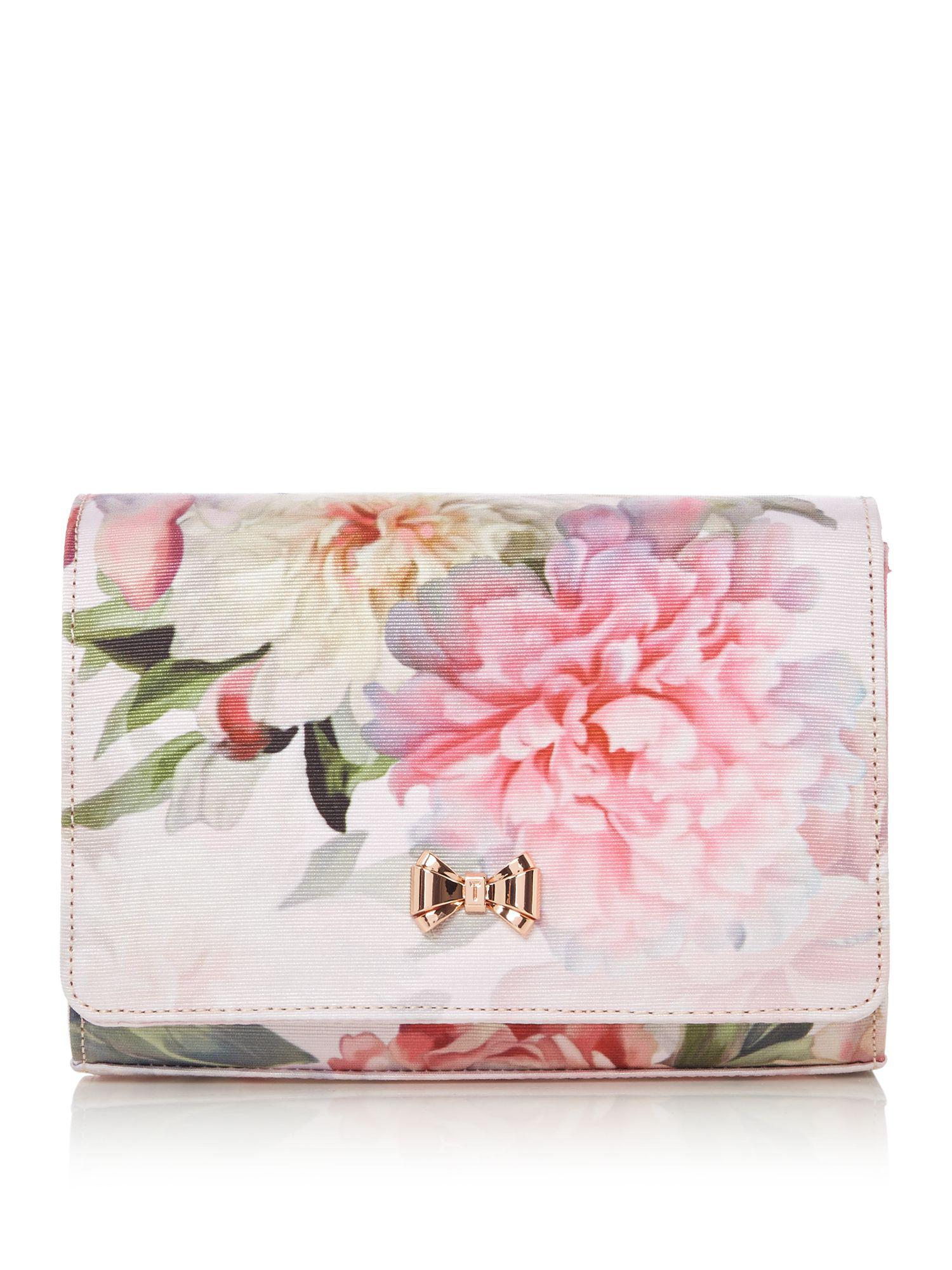 pink floral clutch bag