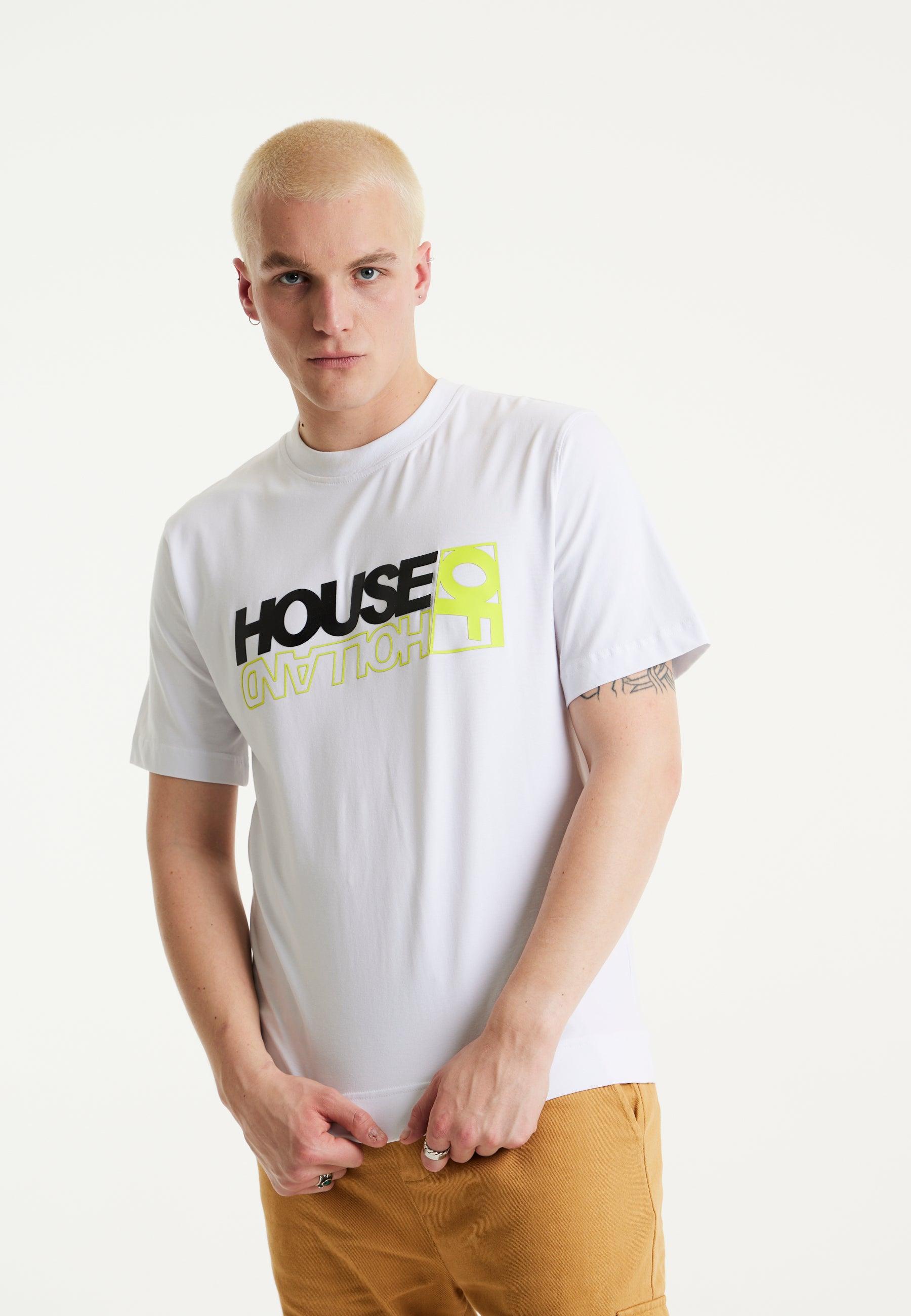 House of Holland White Laser Cut Transfer Printed T-shirt With Metallic And  Neon Foil | Lyst UK