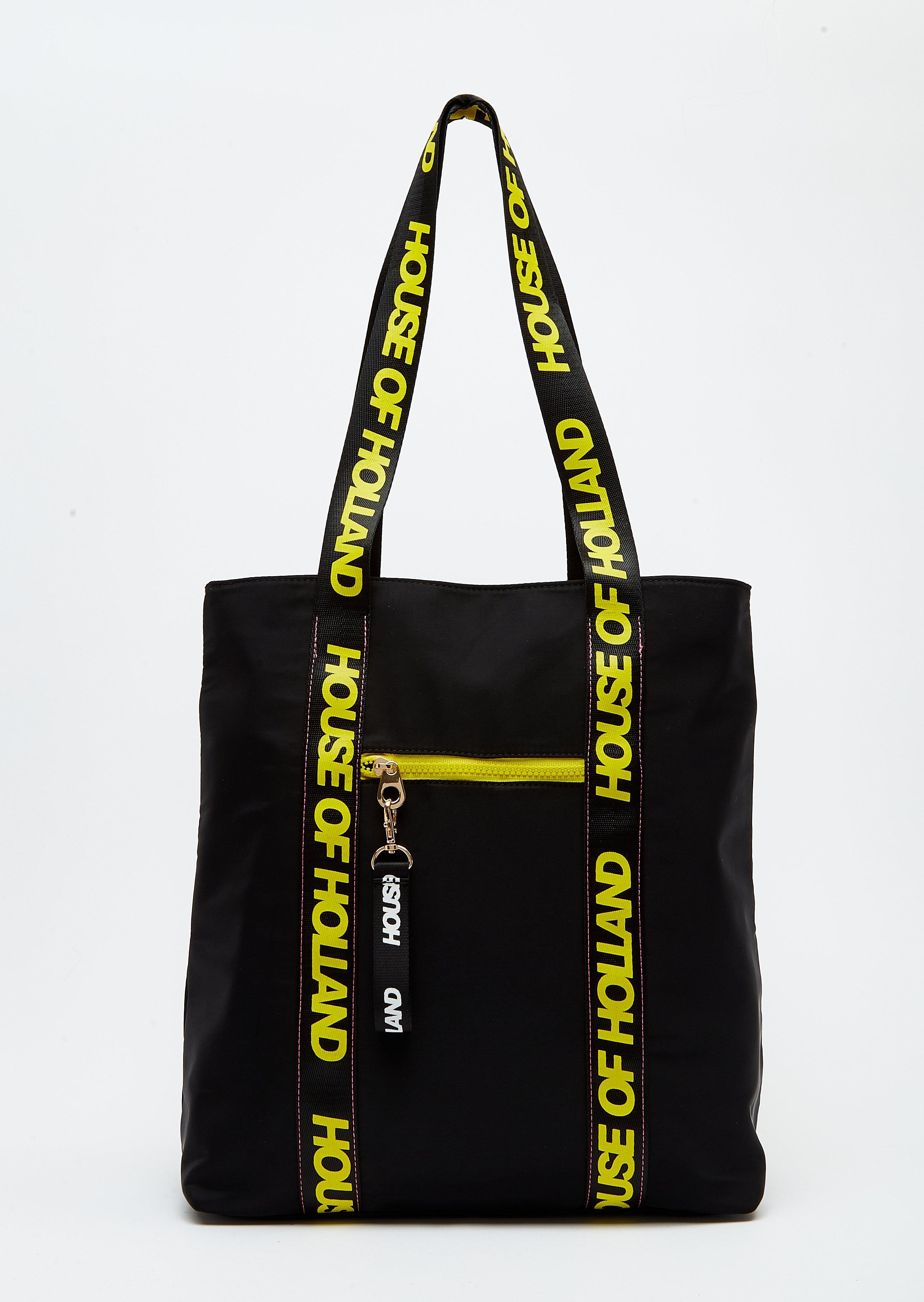 House of Holland Tote Bag With Logo Straps And Contrast Zips In Black | Lyst