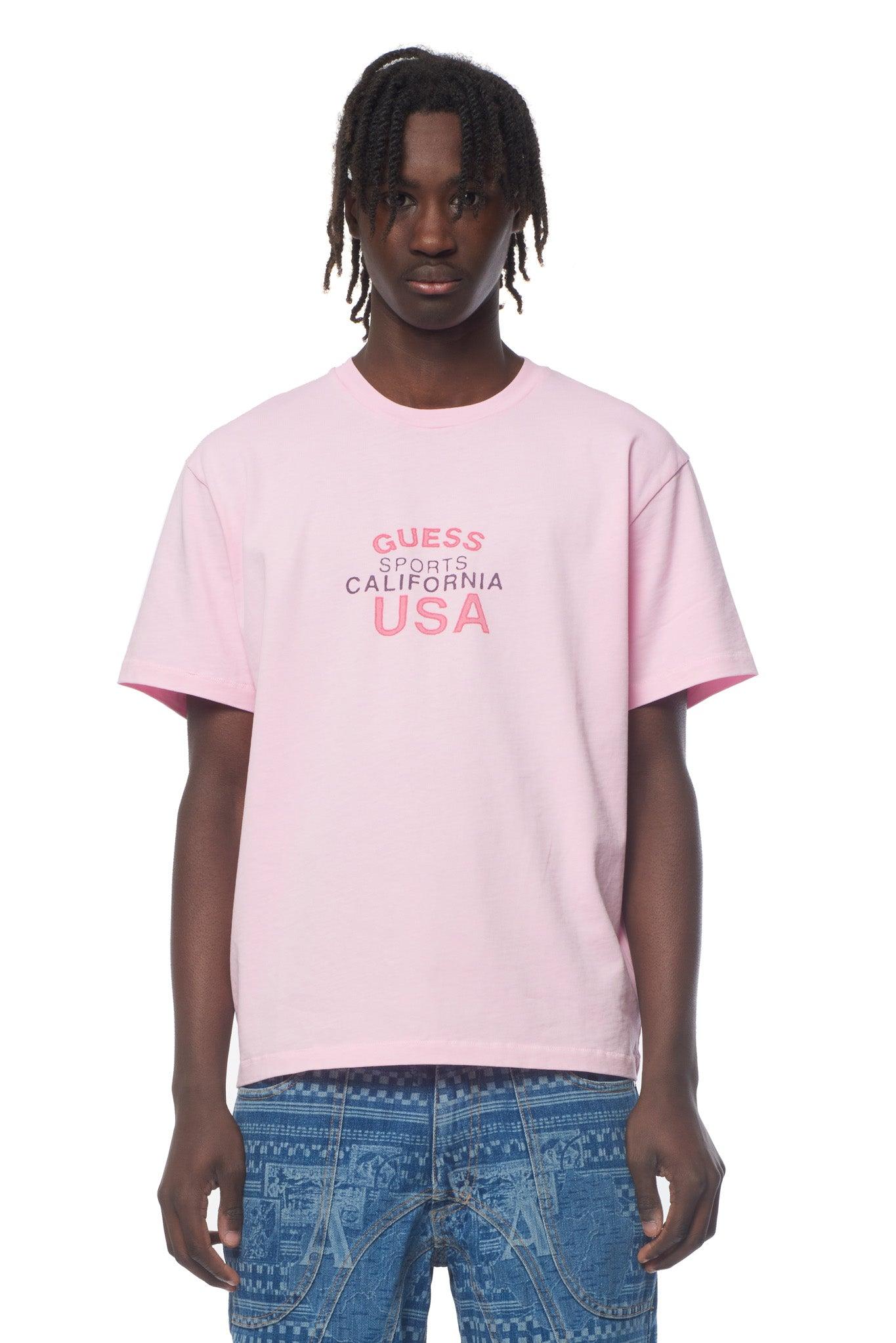 Guess USA Gusa Faded Graphic Tee in Pink for Men | Lyst UK