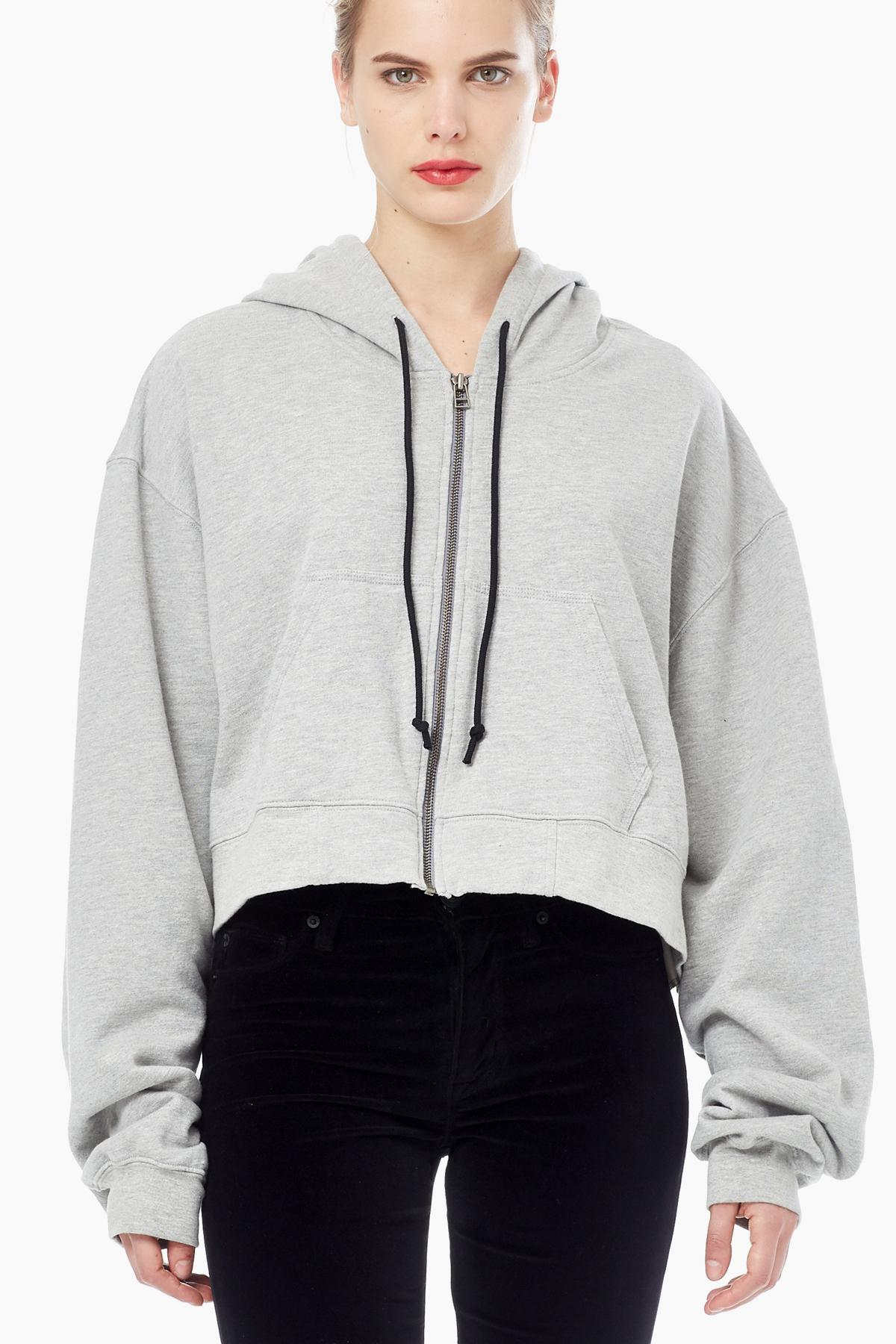 Oversized zip up hoodie cropped Clearance