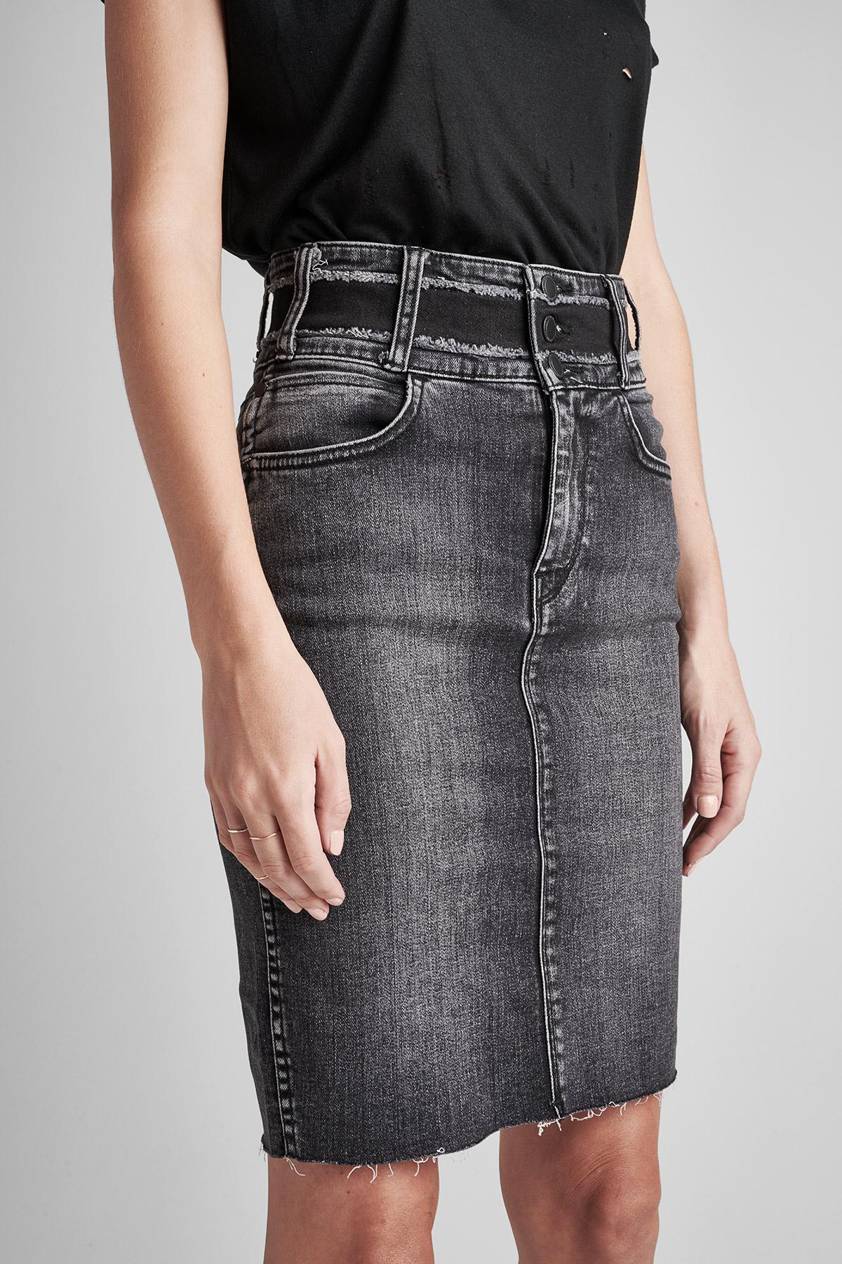 Hudson Jeans Helena High Rise Denim Pencil Skirt in Black - Lyst