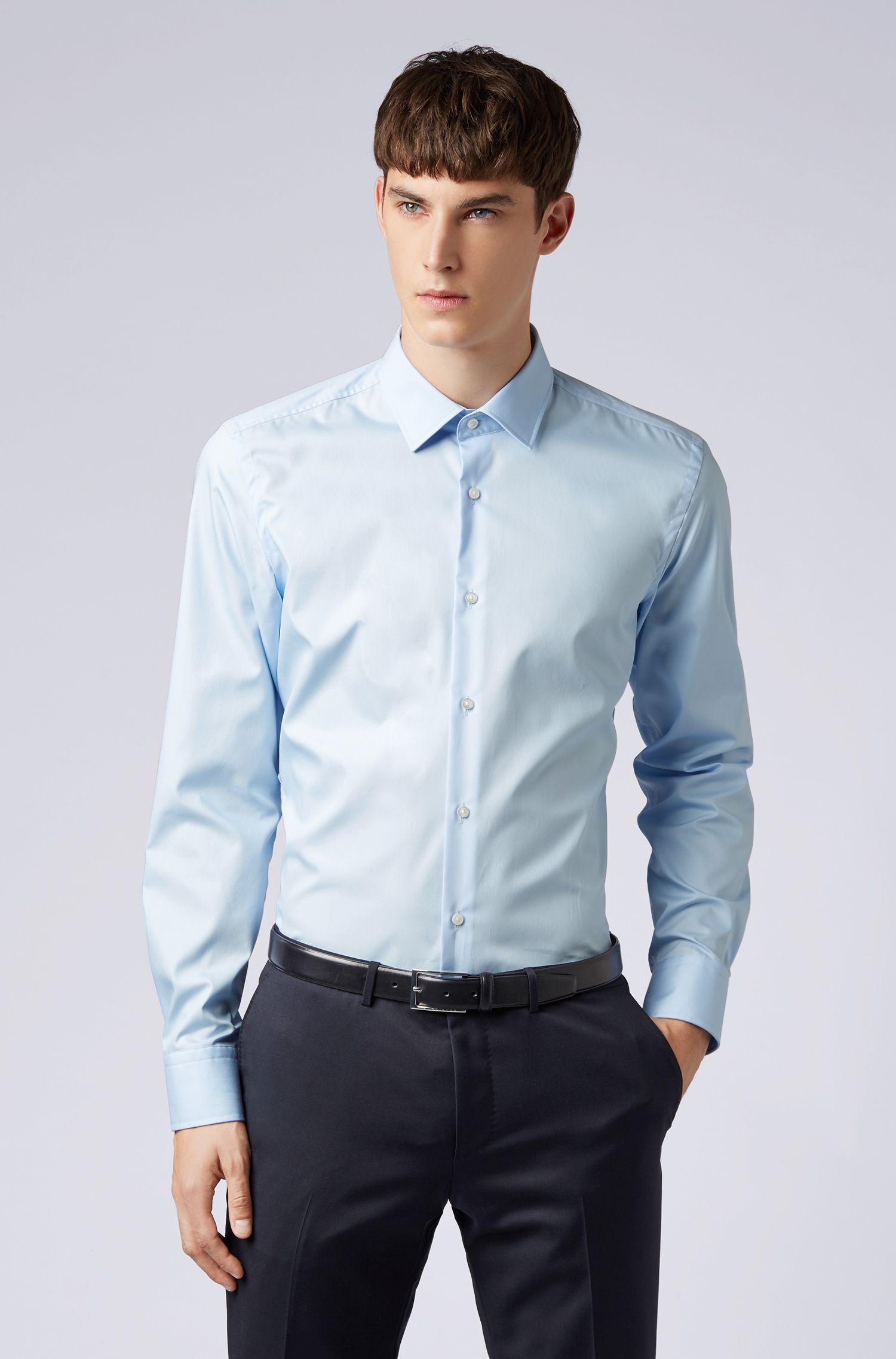 BOSS Slim-fit Business Shirt In Cotton Poplin in Light Blue (Blue) for ...