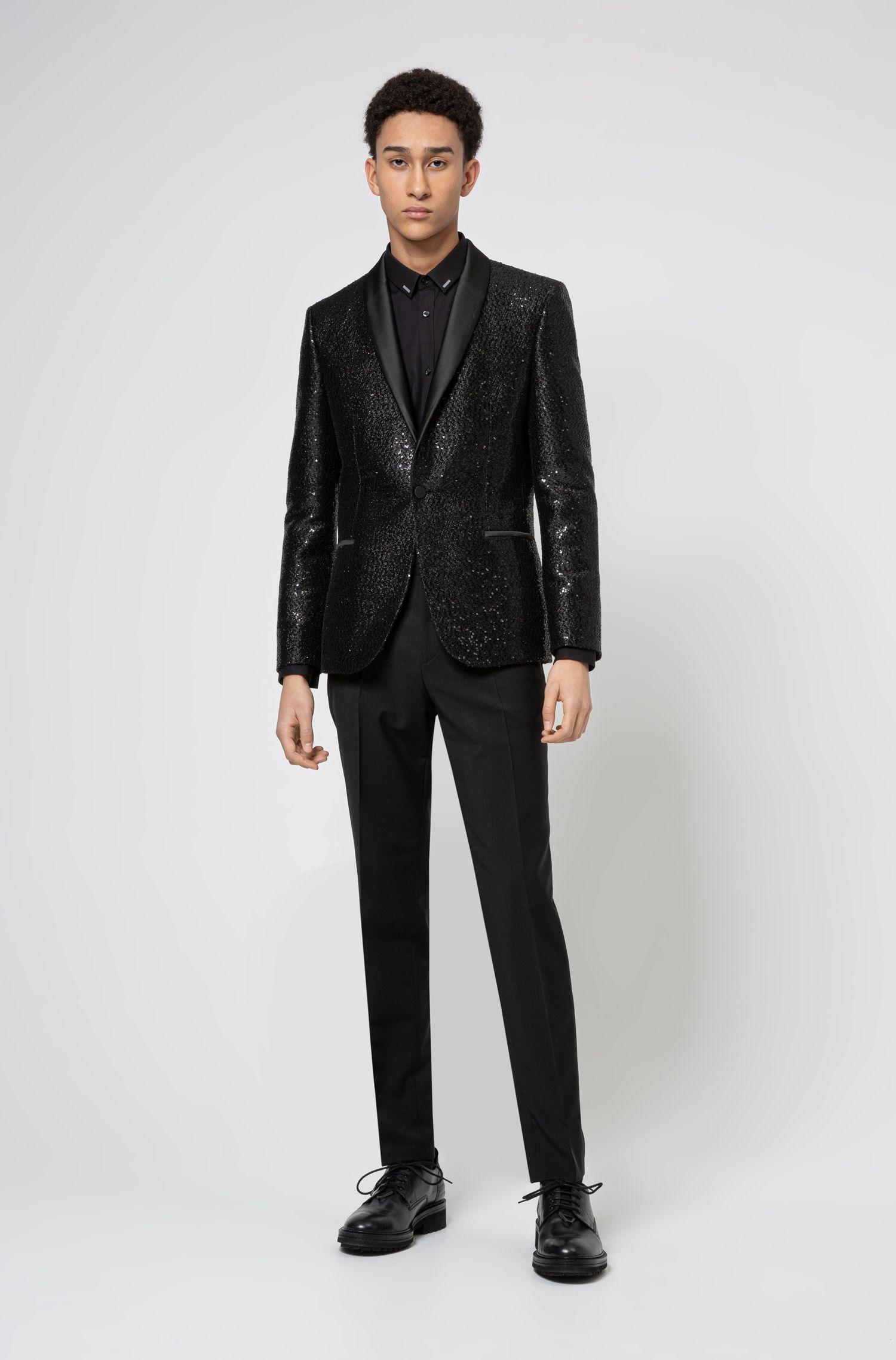 BOSS by Hugo Boss Cotton Extra Slim Fit Dinner Jacket In Golden Sequins