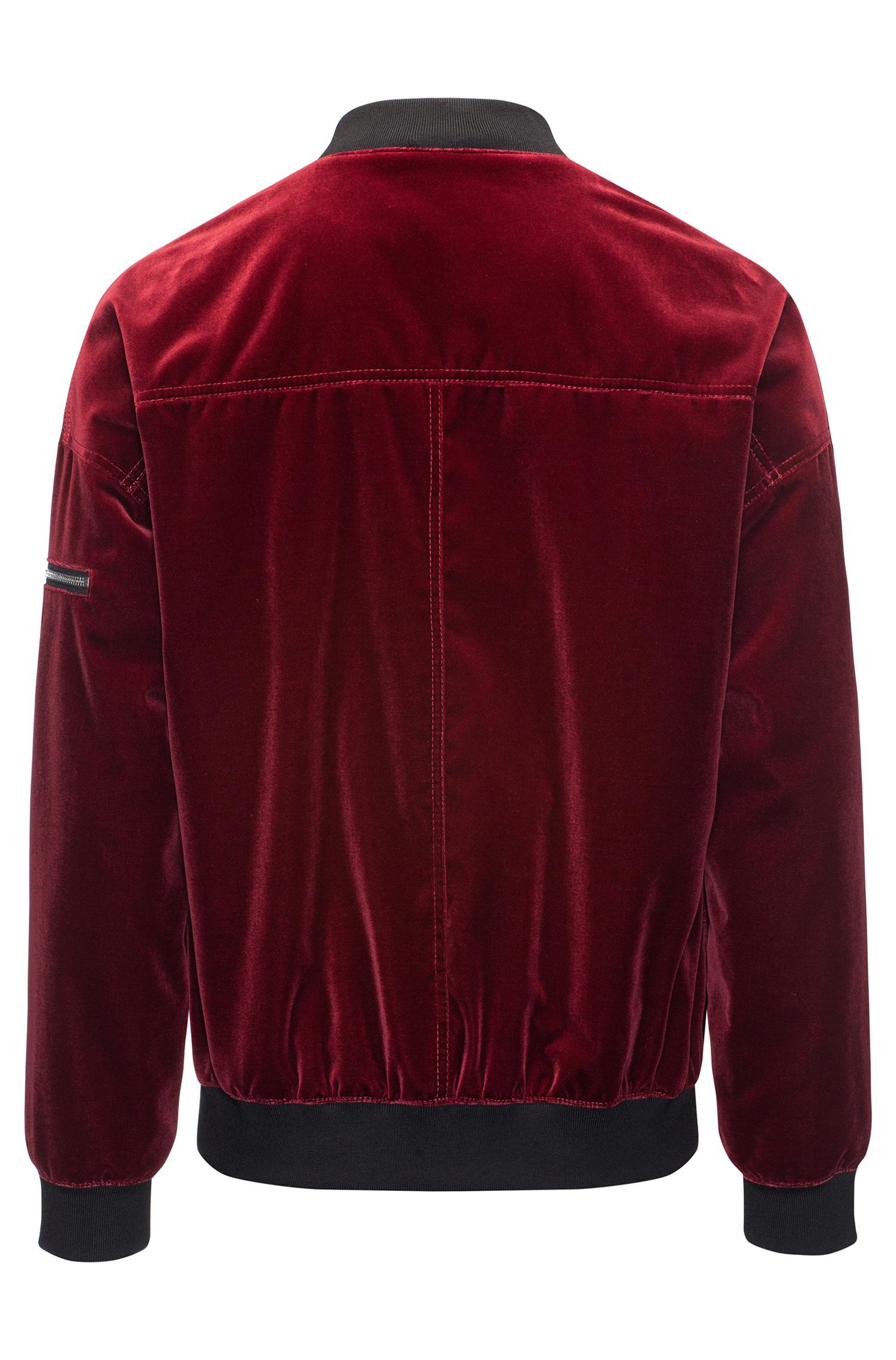 HUGO Velvet Bomber Jacket In An Oversized Fit in Red for Men | Lyst