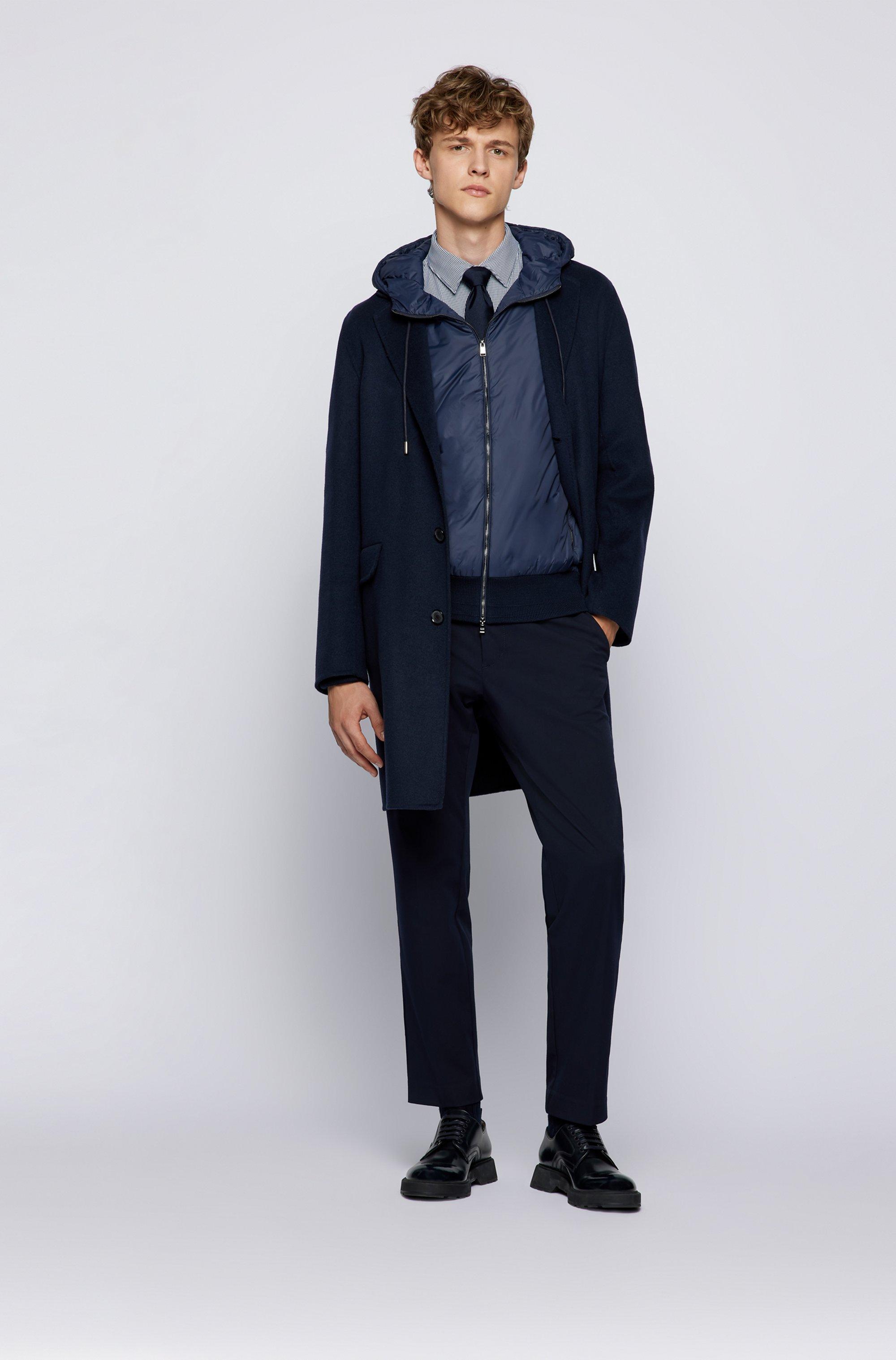 BOSS by HUGO BOSS Hybrid Hooded Jacket In High-twisted Virgin Wool in Blue  for Men | Lyst
