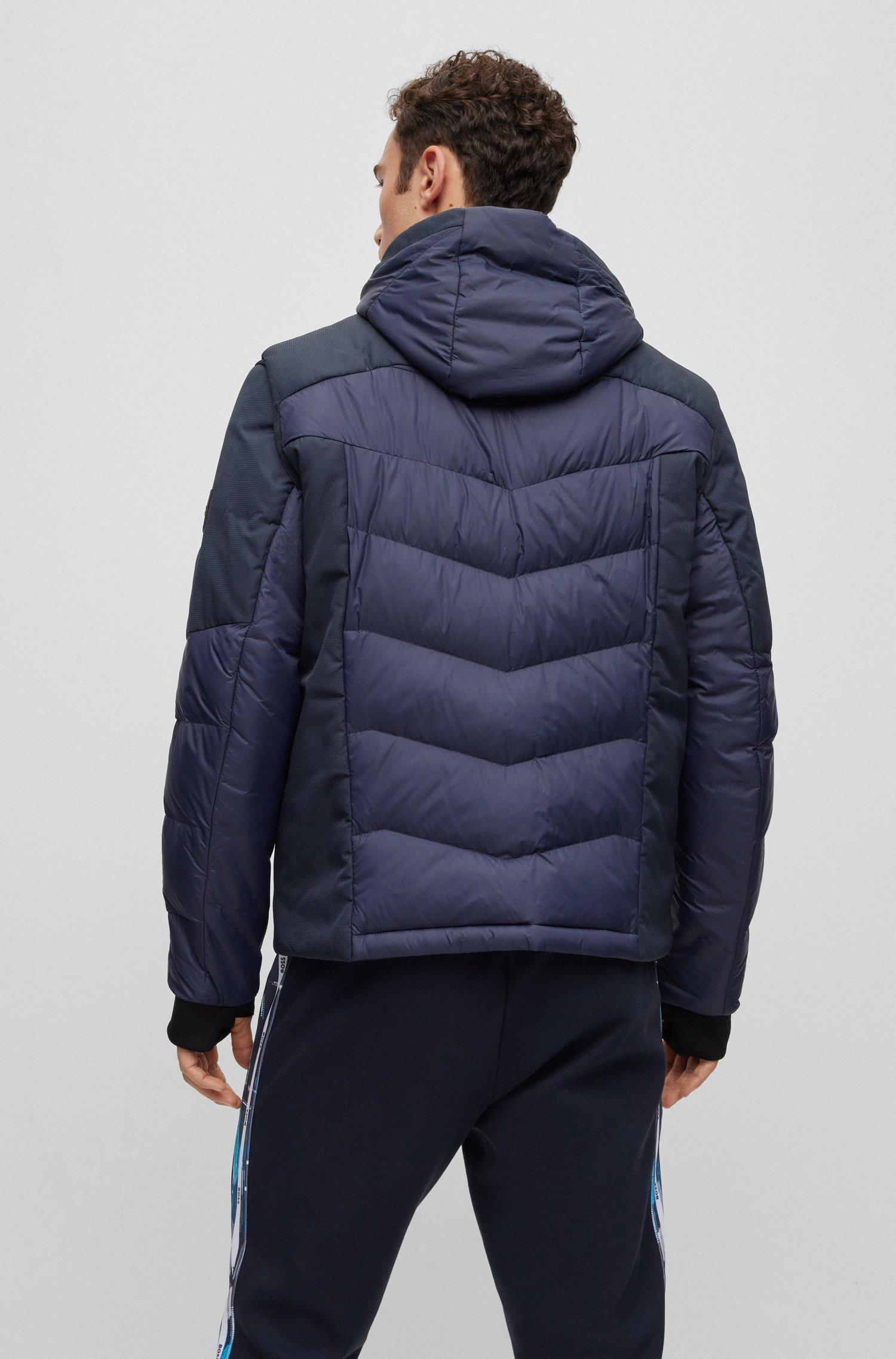 BOSS by HUGO BOSS Mixed-material Down Jacket With Detachable Sleeves And  Hood in Blue for Men | Lyst UK