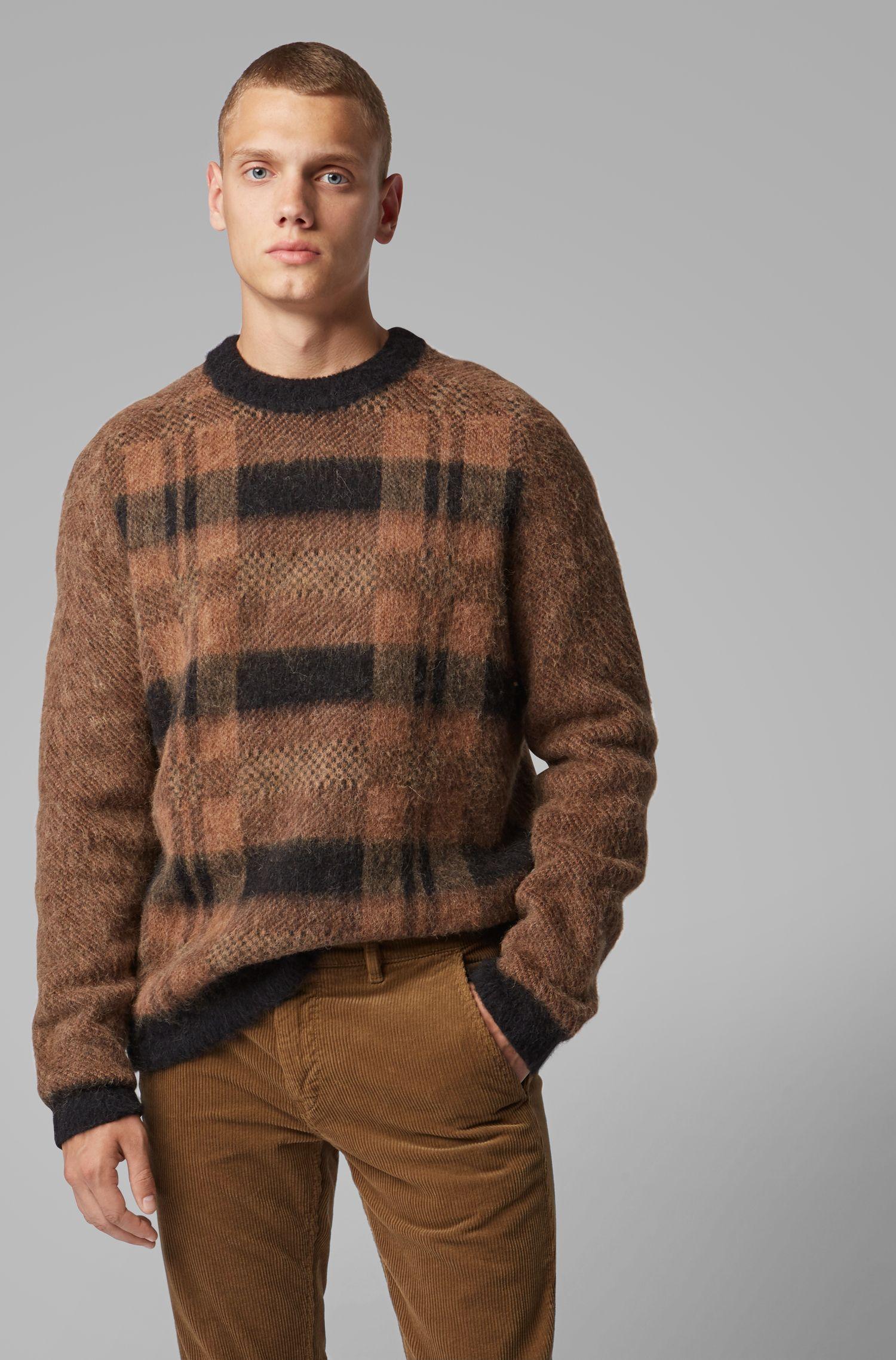 BOSS by Hugo Boss Wool Relaxed-fit Knitted Sweater With Checked ...