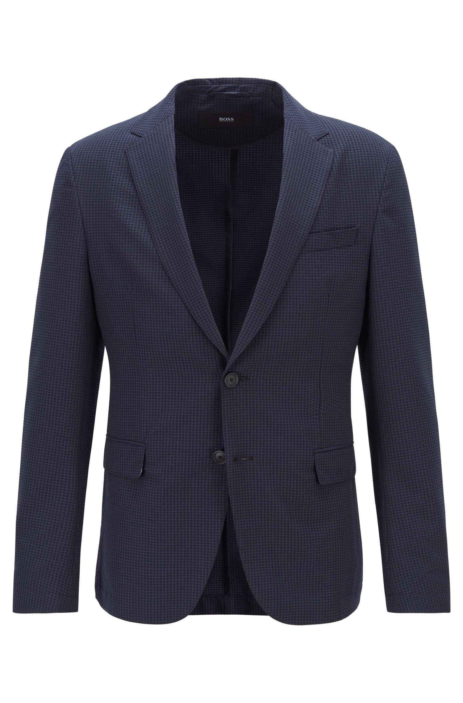 BOSS by Hugo Boss Slim-fit Jacket In Washable Checked Seersucker Fabric ...