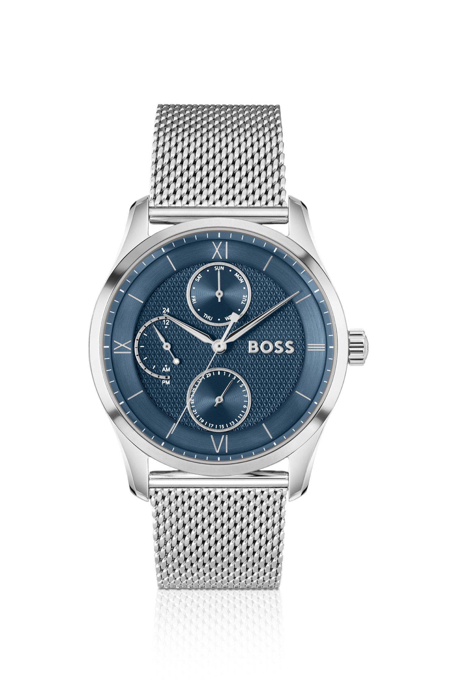 Stainless Steel Hugo Boss Uhr Mit Blauem Zifferblatt Herren-Uhren