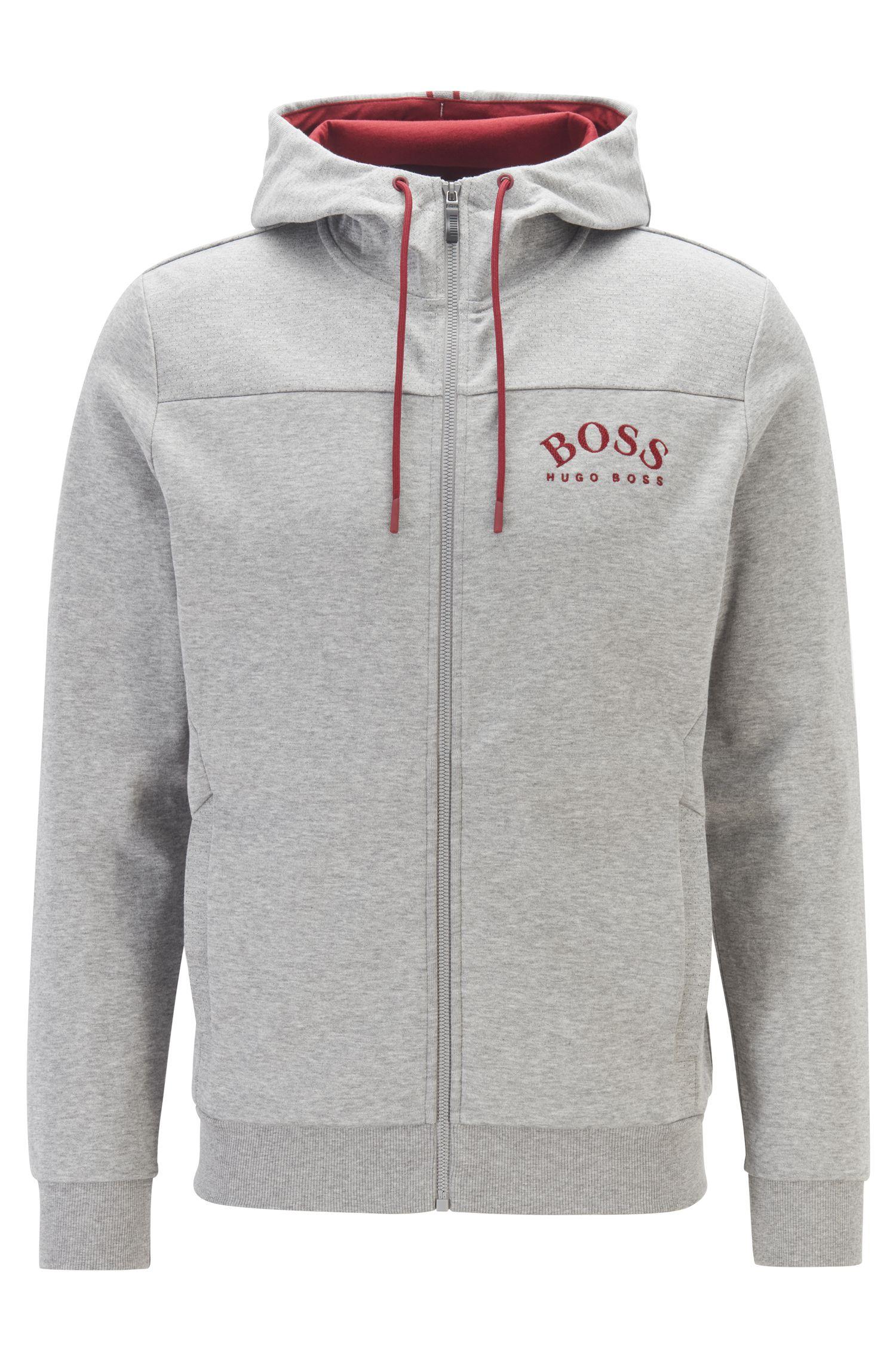 BOSS by Hugo Boss Zipthrough Hooded Sweatshirt With Curved Logo in