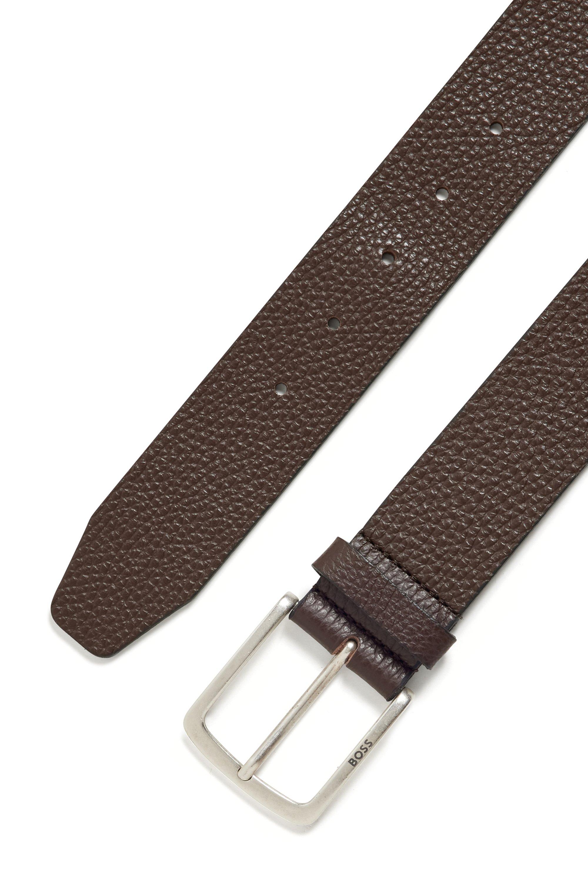 BOSS by HUGO BOSS Grained Italian-leather Belt With Branded Buckle in Brown  for Men | Lyst
