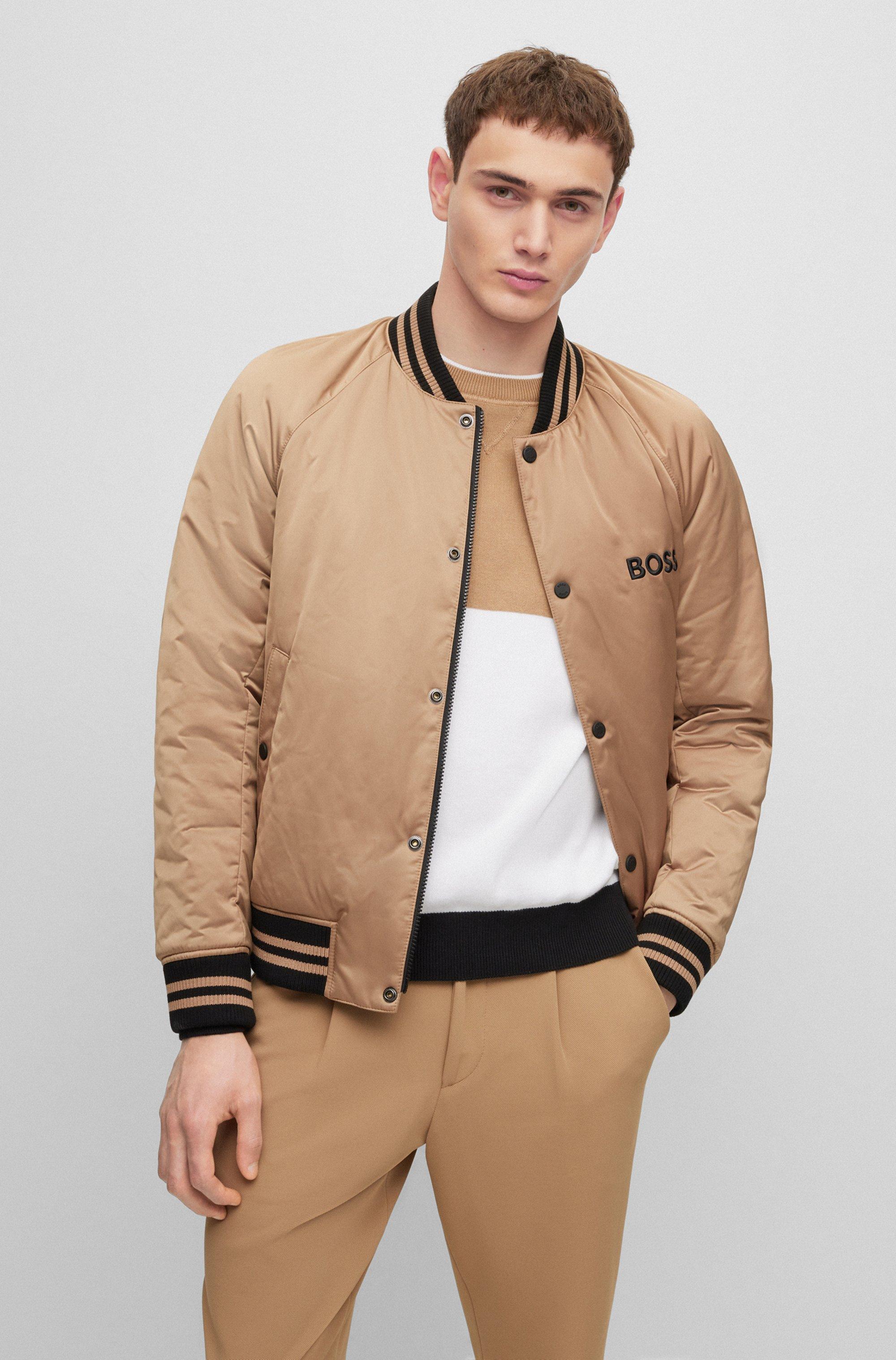 BOSS by HUGO BOSS Satin Bomber Jacket With Stripes And Branding in