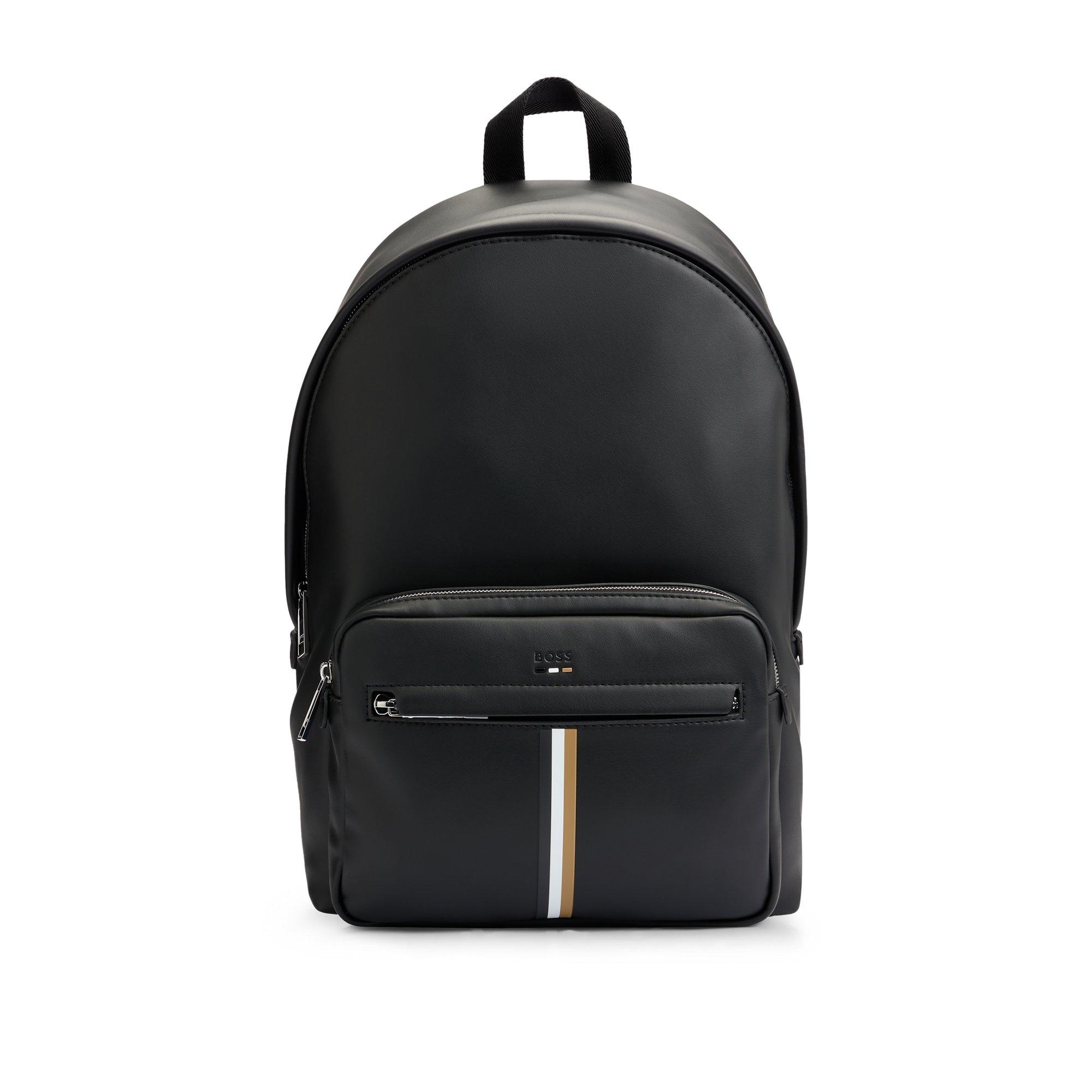 BOSS Faux Leather Backpack With Signature Stripe in Black for Men Lyst UK