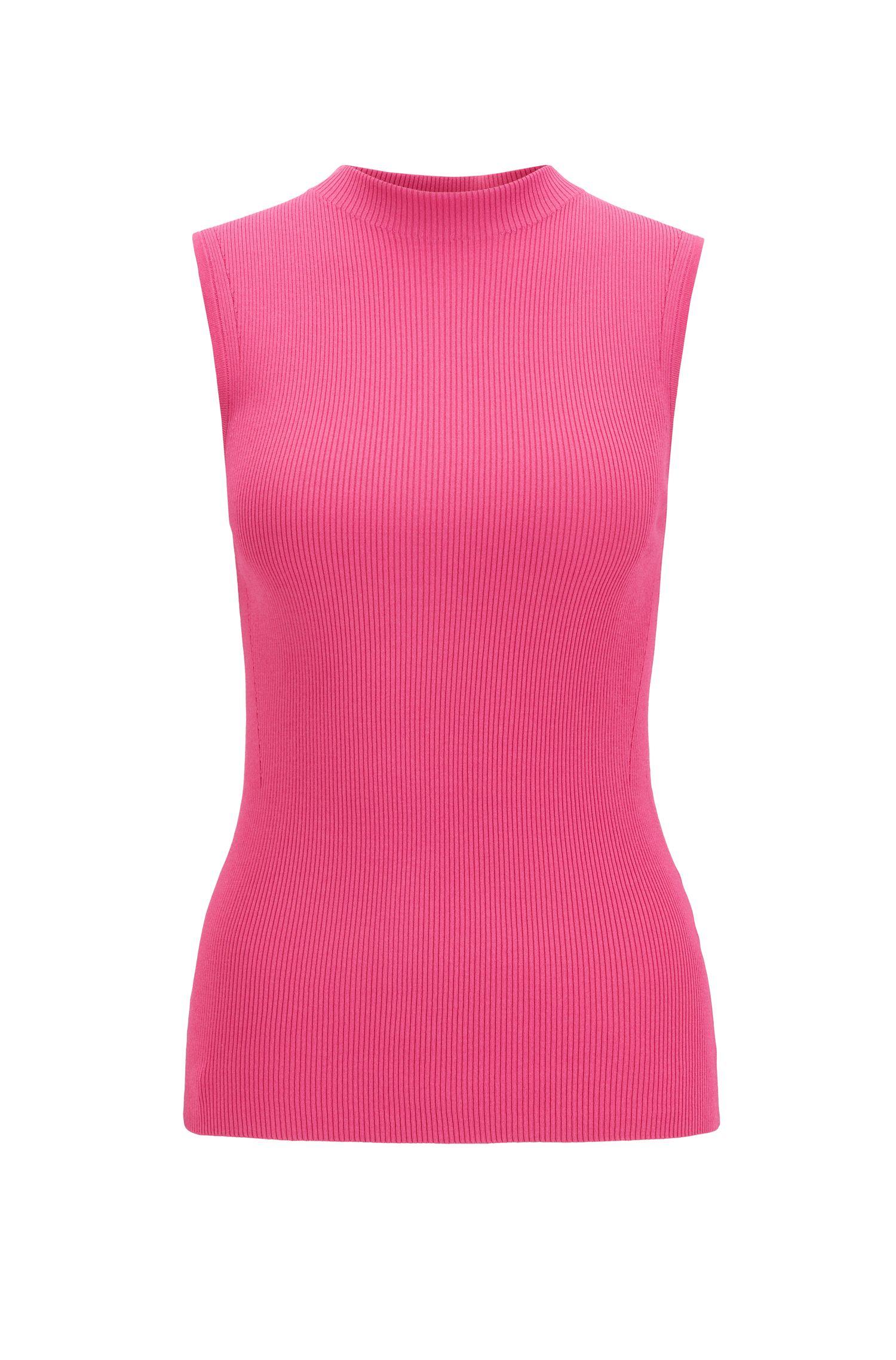 BOSS by Hugo Boss Slim Fit Sleeveless Top In A Ribbed Knit in Pink - Lyst